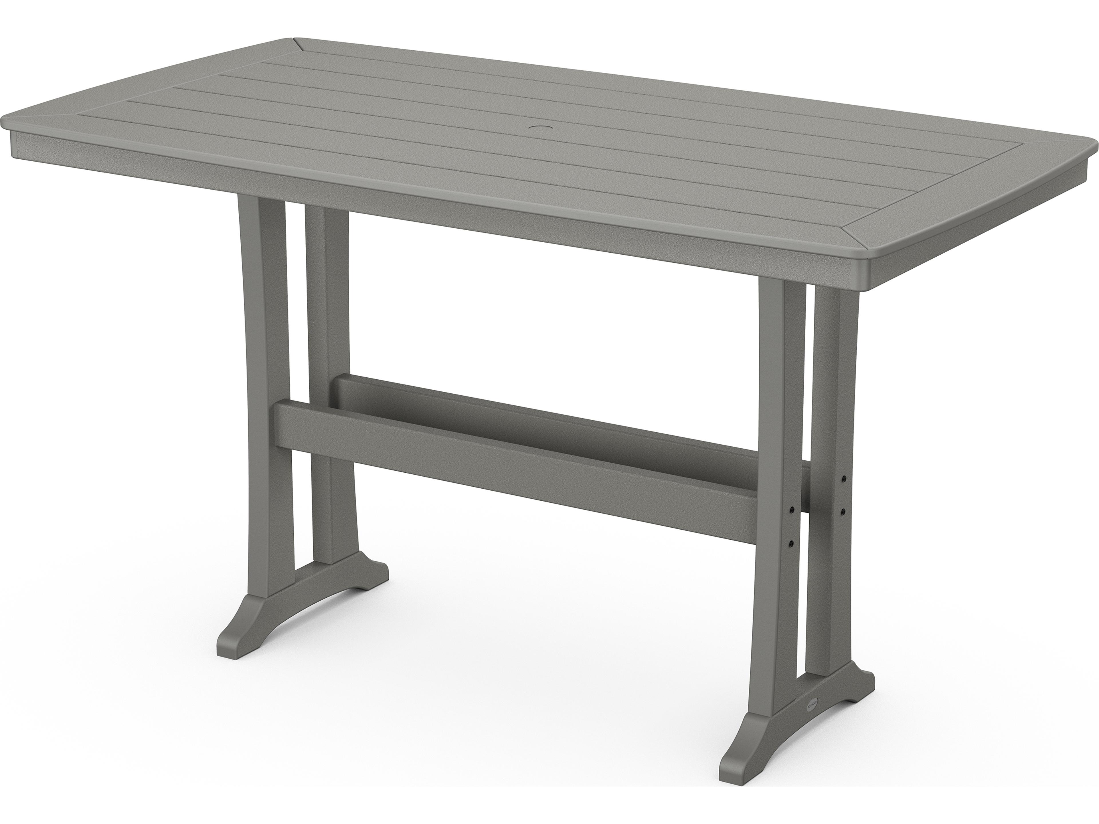 POLYWOOD® Nautical Farmhouse Recycled Plastic Rectangular Trestle Outdoor Patio Bar Table
