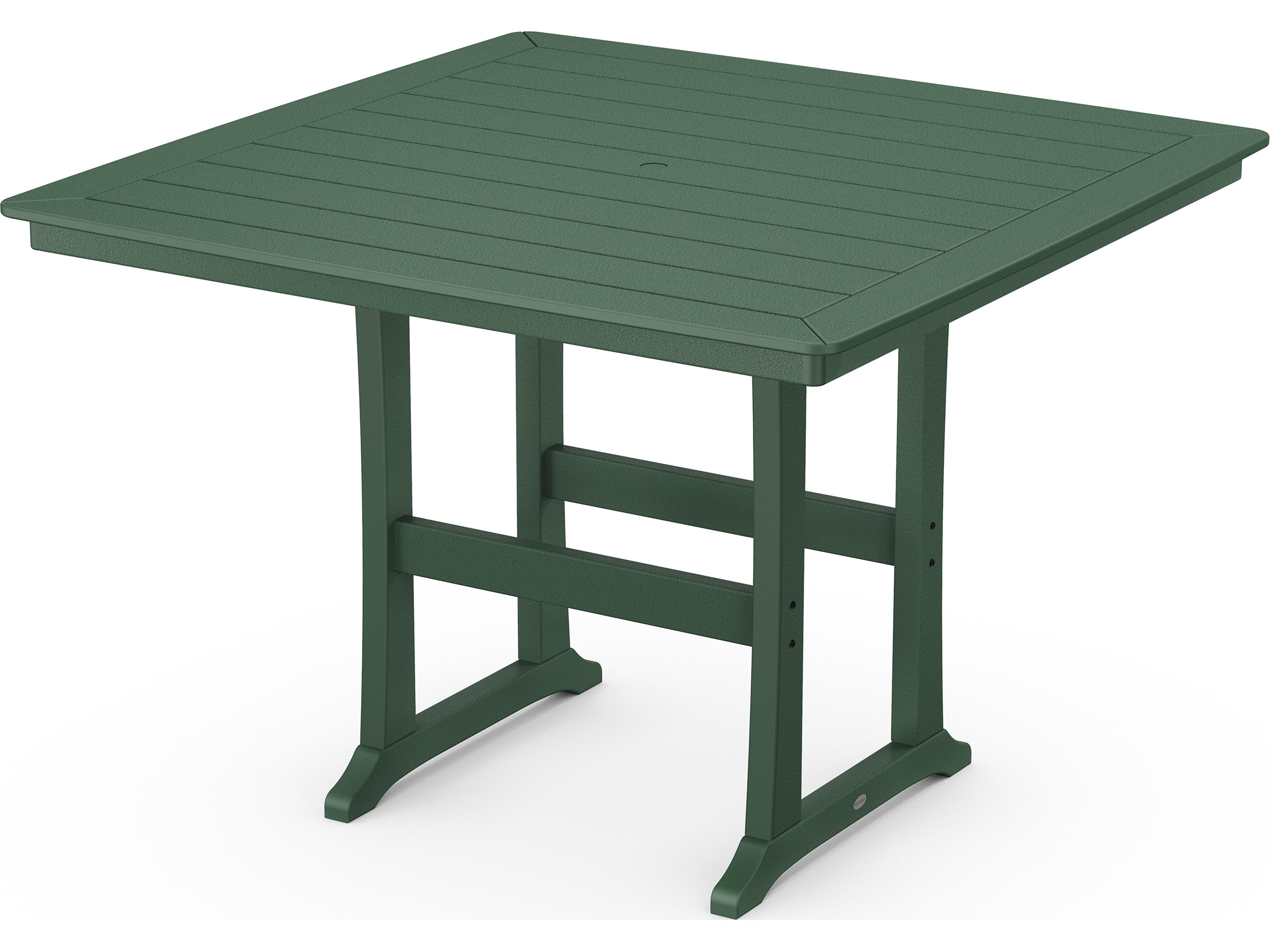 POLYWOOD® Nautical Recycled Plastic Trestle Square Outdoor Bar Table