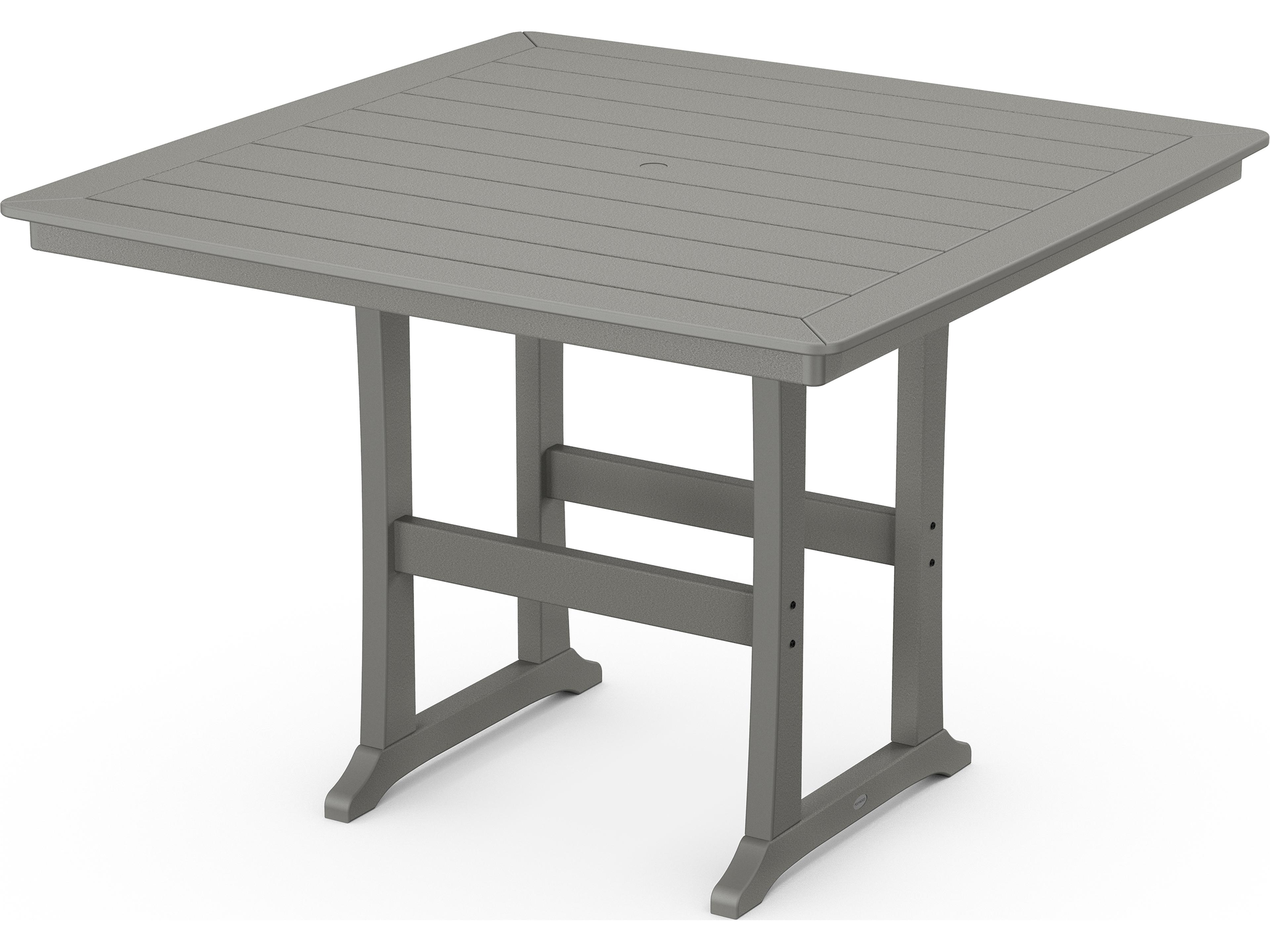 POLYWOOD® Nautical Recycled Plastic Trestle Square Outdoor Bar Table