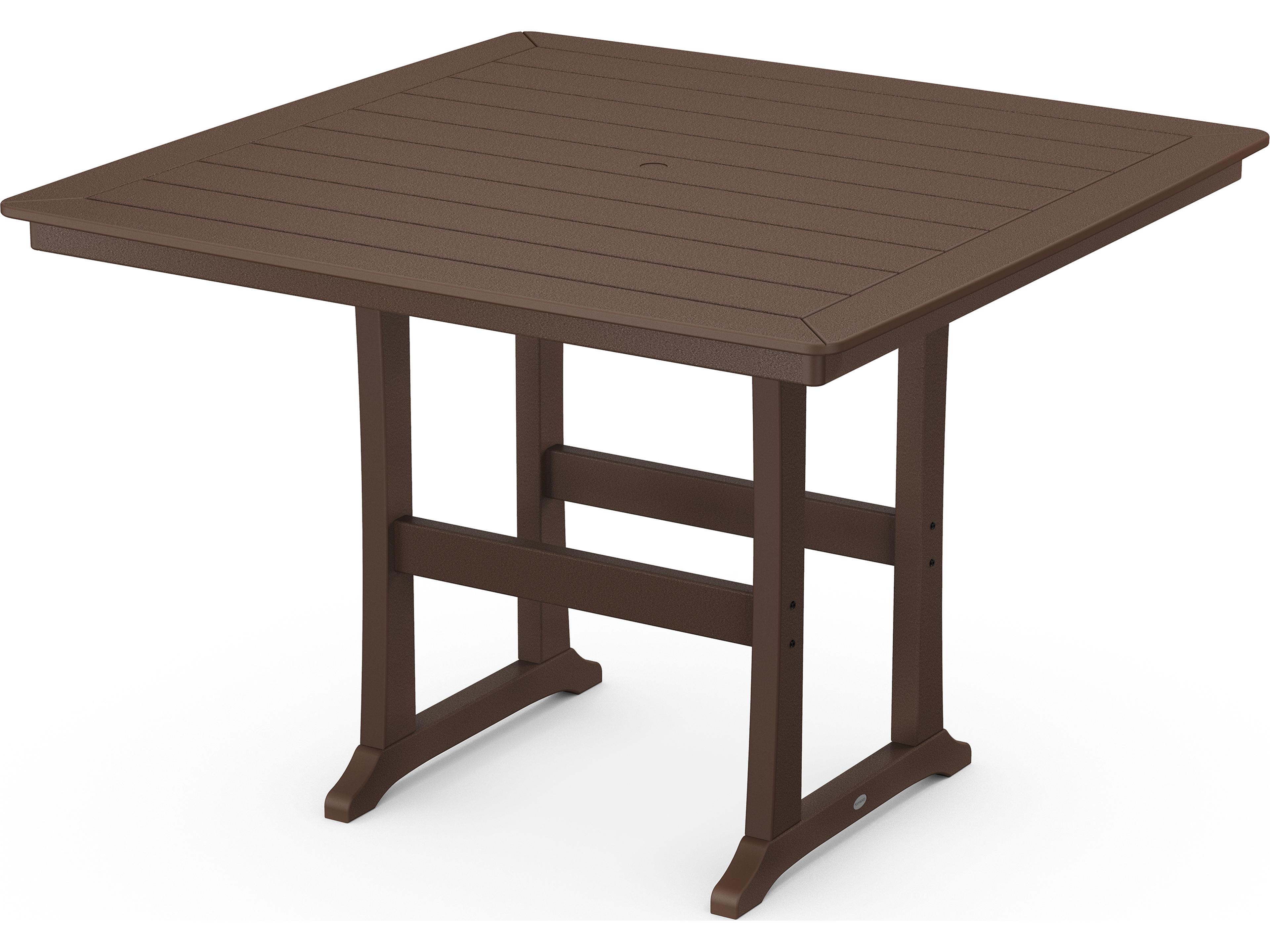 POLYWOOD® Nautical Recycled Plastic Trestle Square Outdoor Bar Table