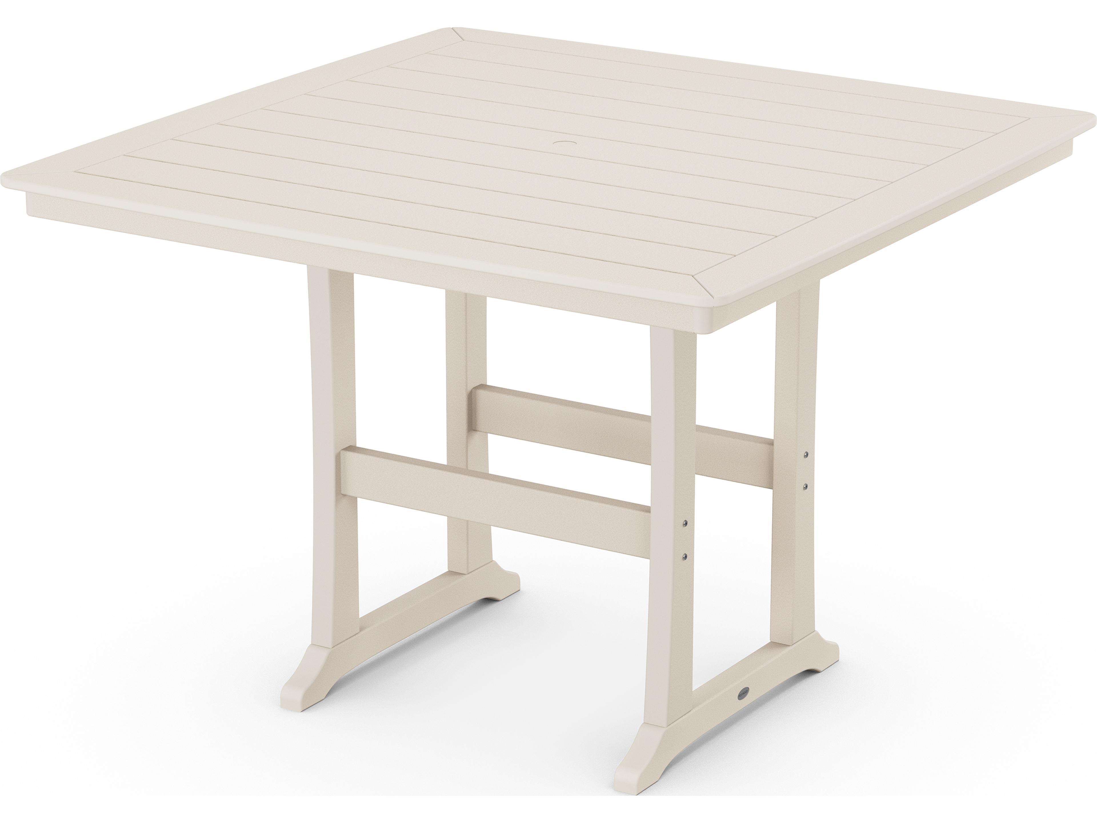 POLYWOOD® Nautical Recycled Plastic Trestle Square Outdoor Bar Table