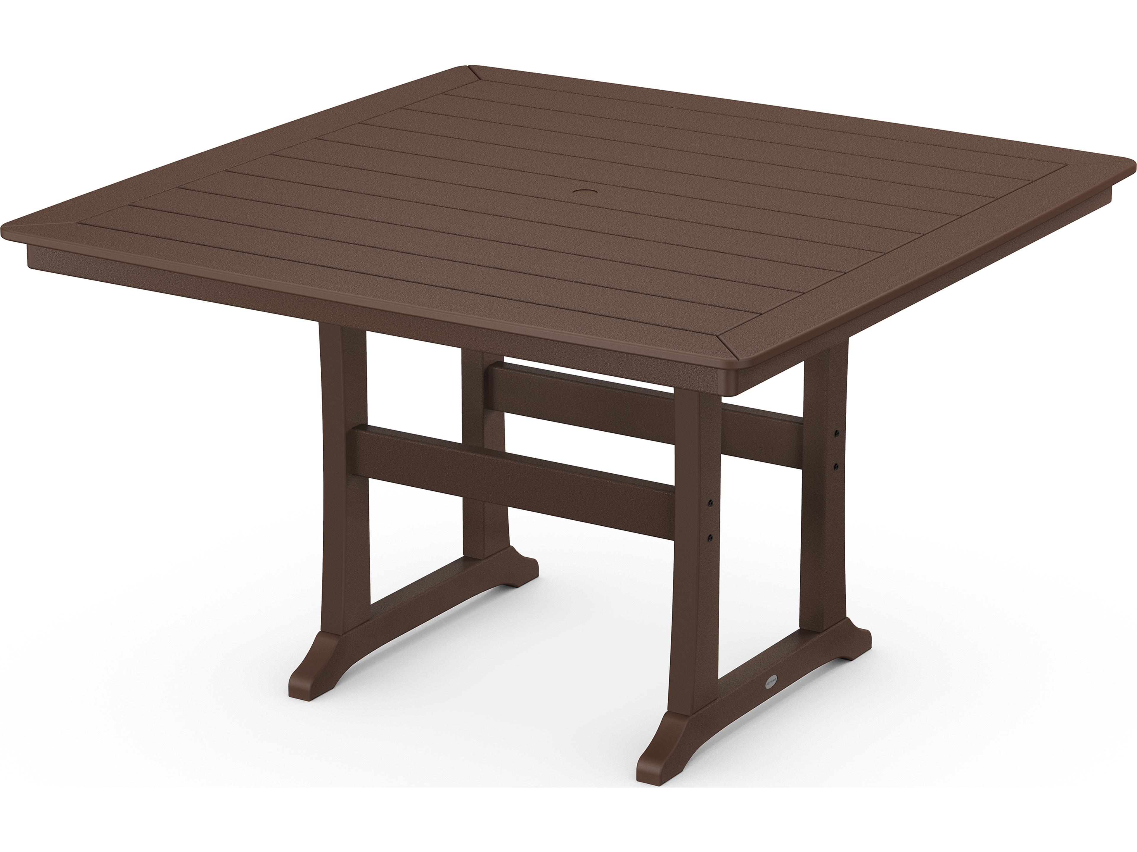 POLYWOOD® Farmhouse Recycled Plastic Trestle Square Patio Counter Table with Umbrella Hole