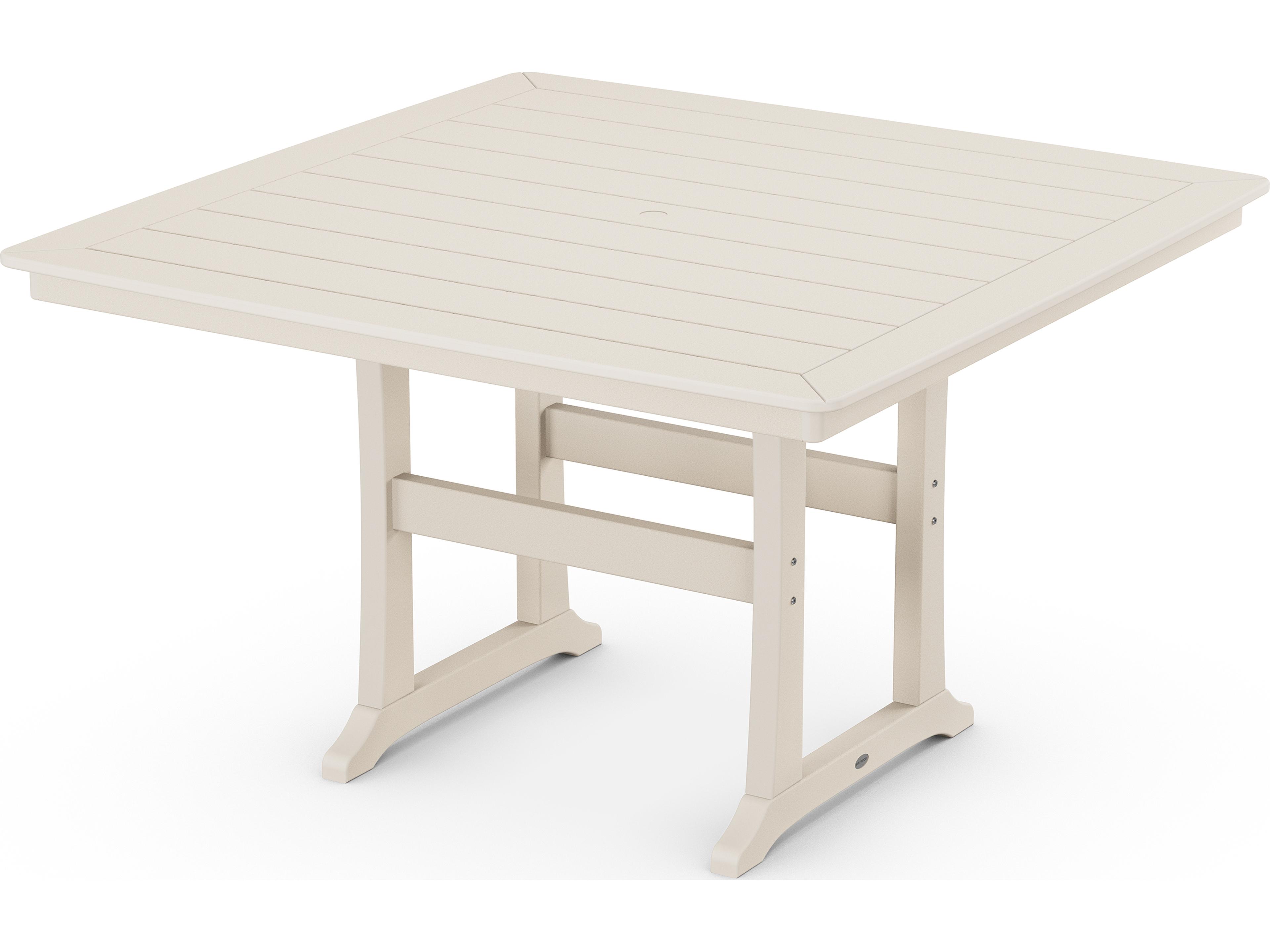 POLYWOOD® Farmhouse Recycled Plastic Trestle Square Patio Counter Table with Umbrella Hole