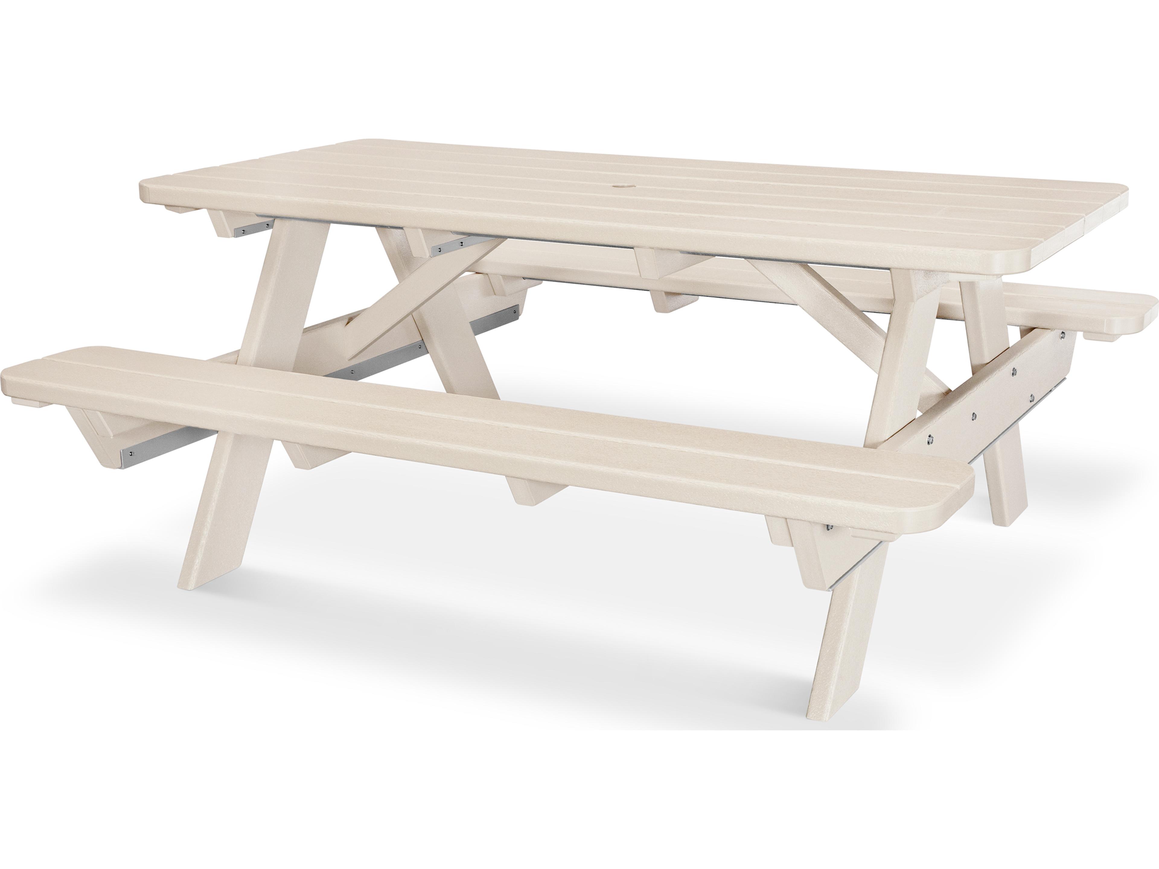 POLYWOOD® Park Recycled Plastic Rectangular Outdoor Patio Picnic Table with Umbrella Hole