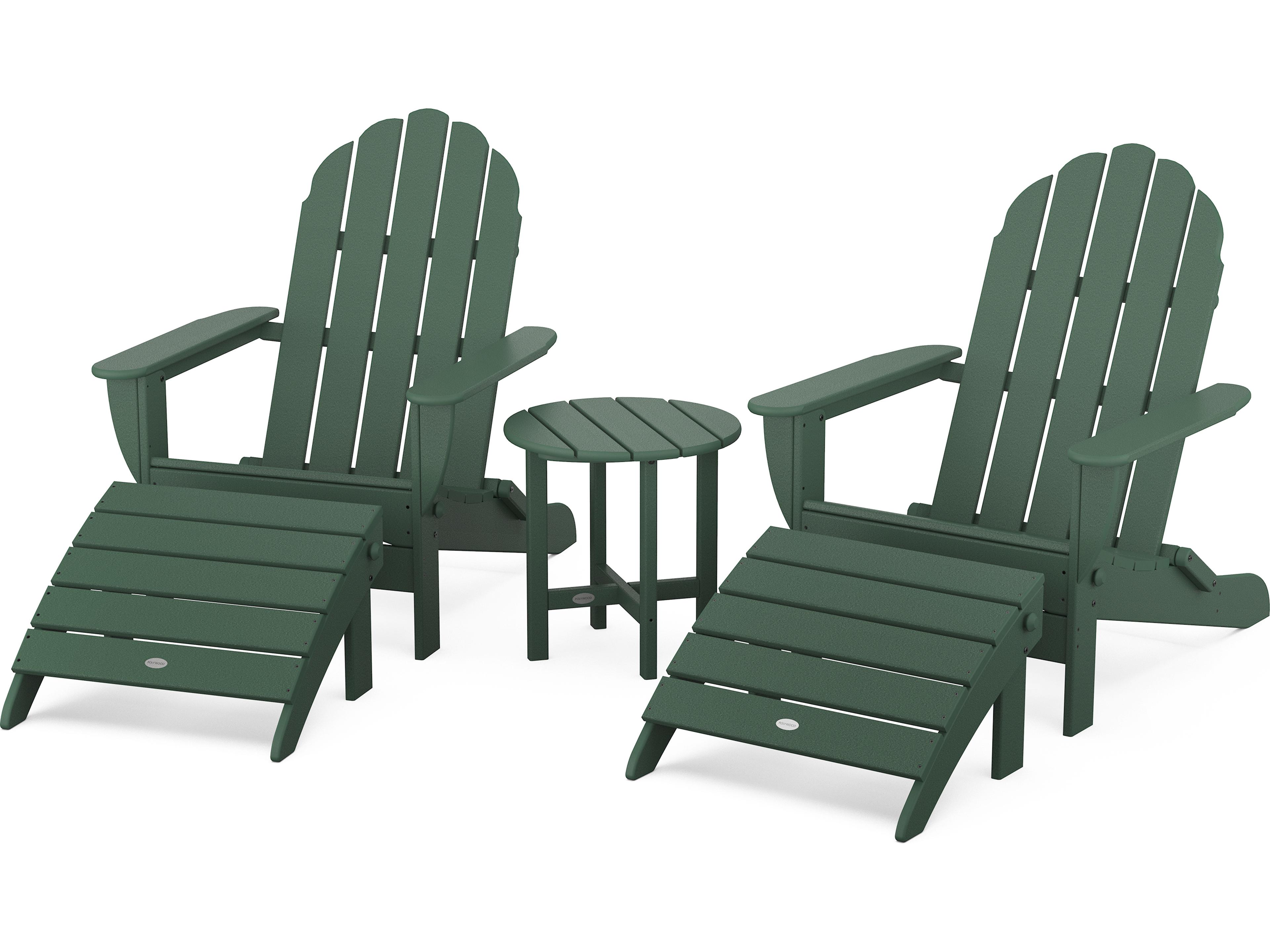 POLYWOOD® Classic Adirondack Recycled Plastic 5-Piece Patio Lounge Set
