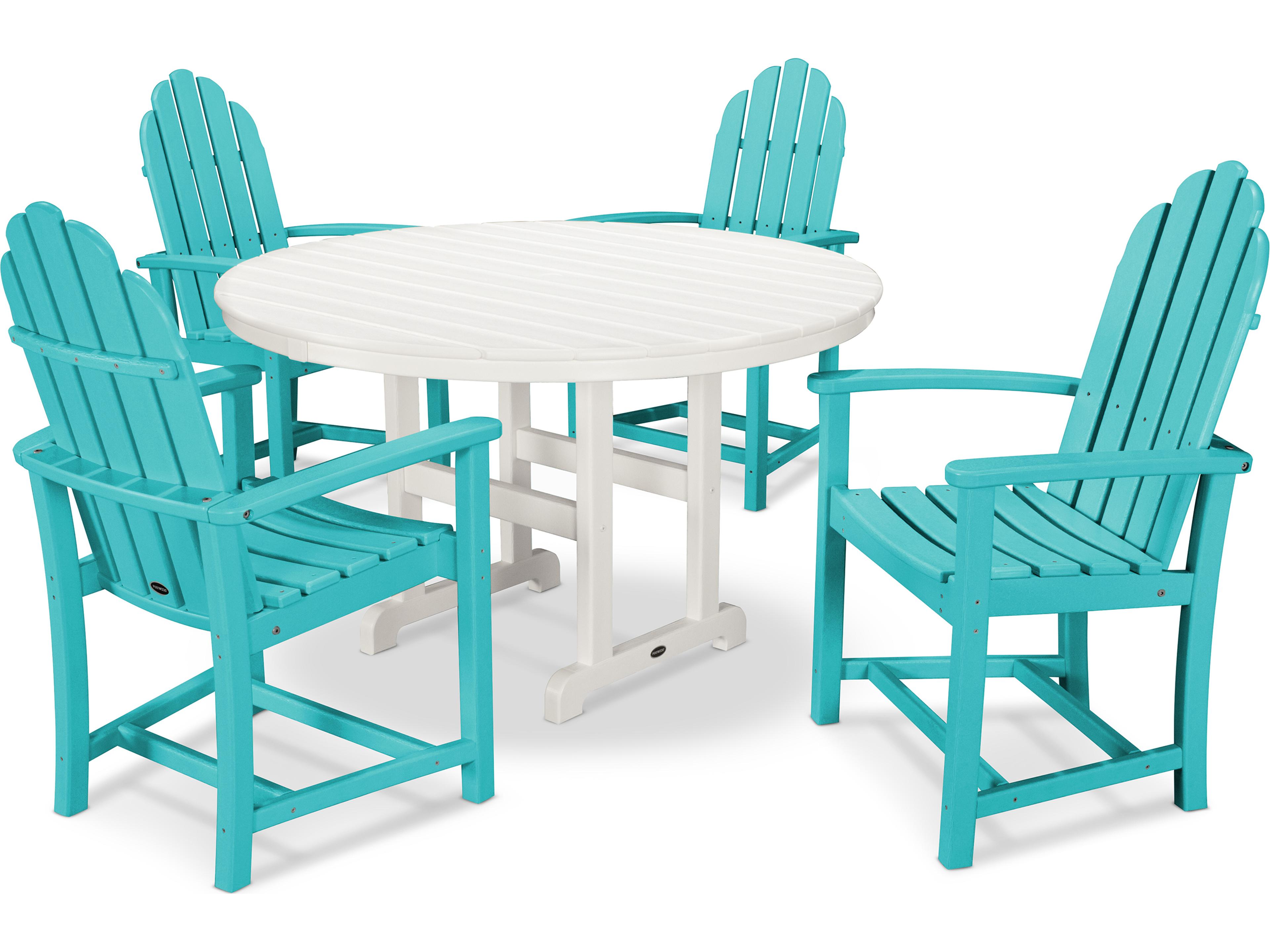 POLYWOOD® Classic Adirondack Recycled Plastic Dining 5-Piece Patio Dining Set