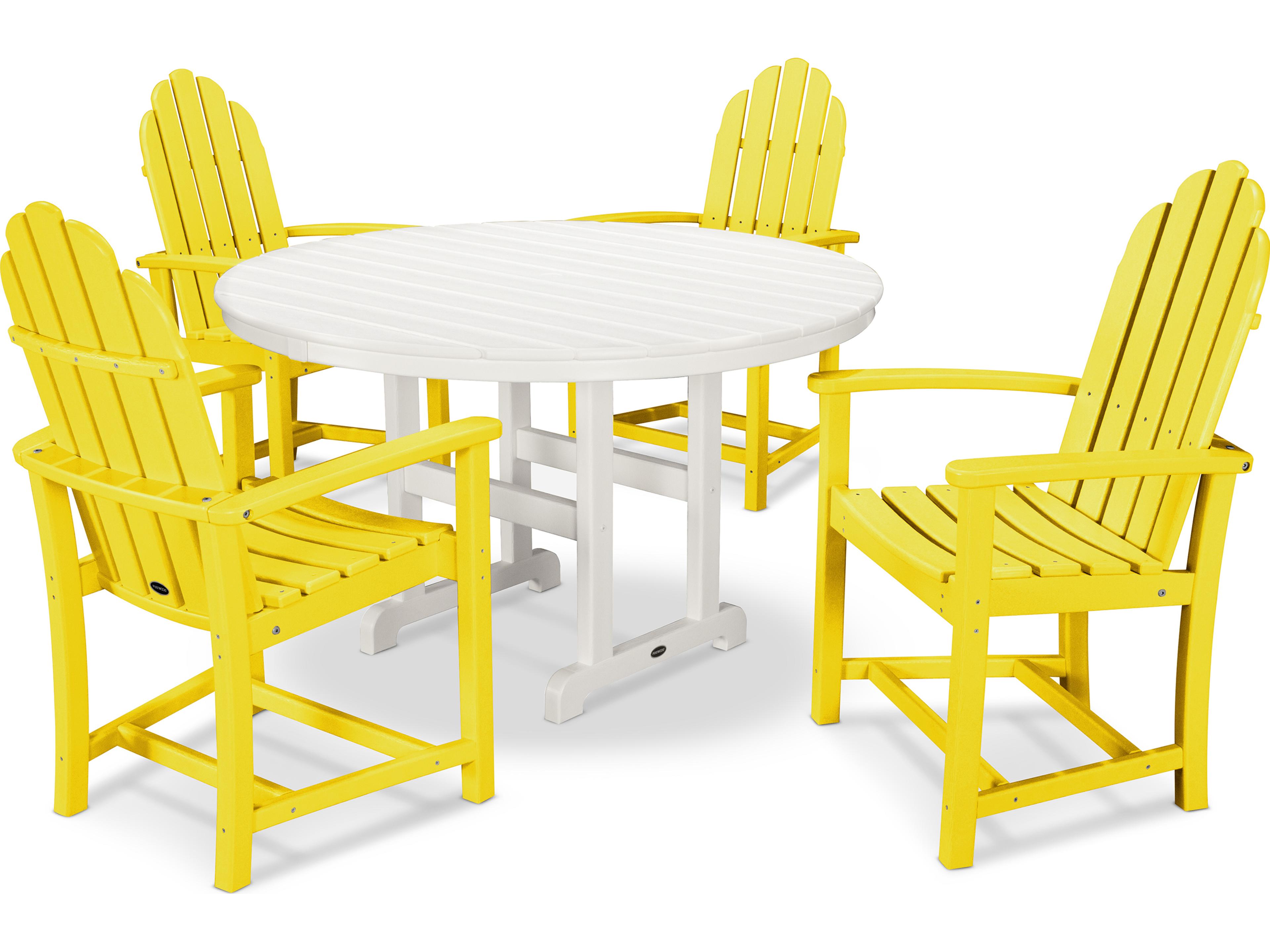 POLYWOOD® Classic Adirondack Recycled Plastic Dining 5-Piece Patio Dining Set