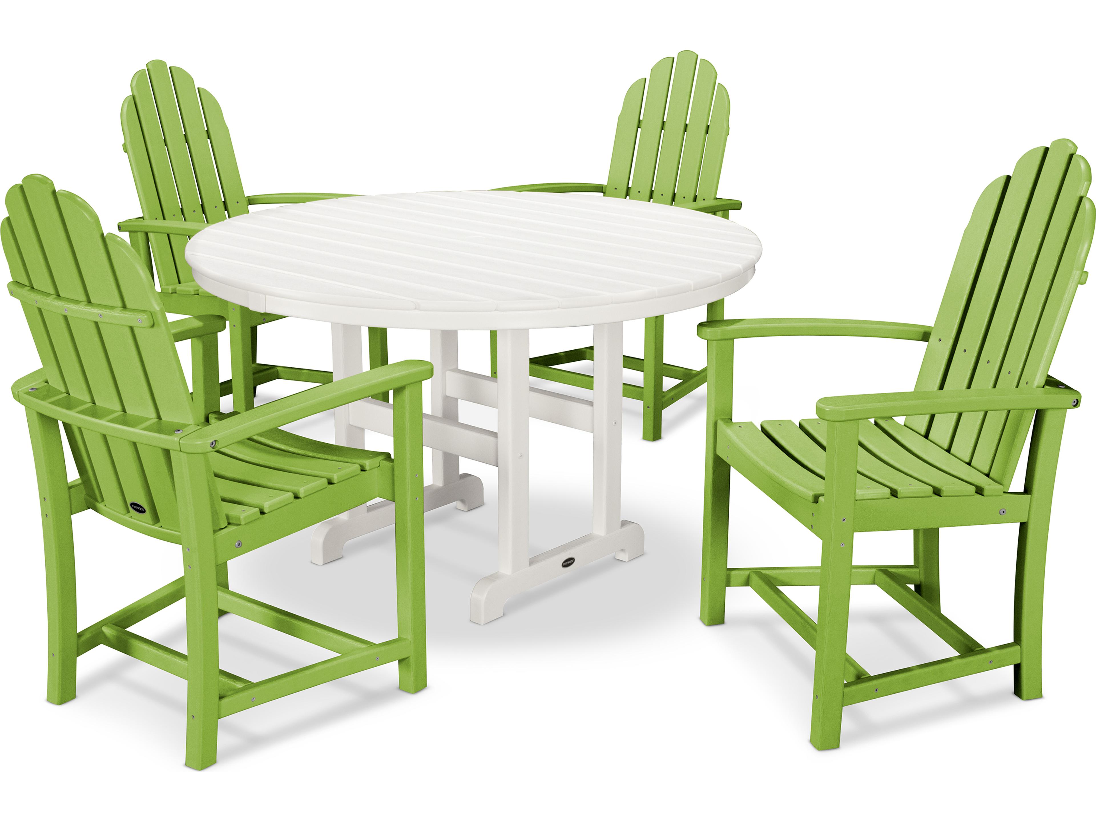 POLYWOOD® Classic Adirondack Recycled Plastic Dining 5-Piece Patio Dining Set
