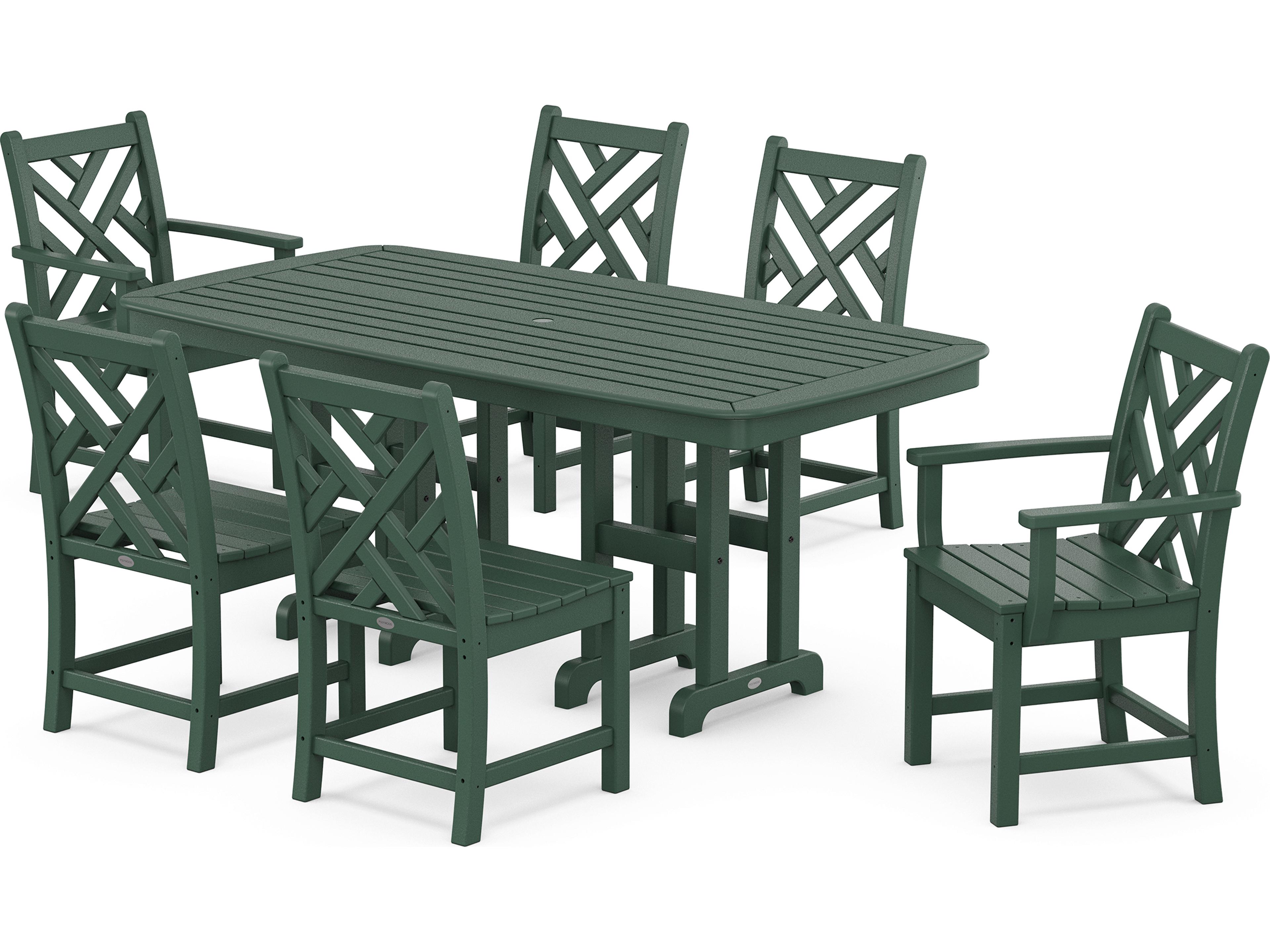 POLYWOOD® Chippendale Recycled Plastic 7-Piece Outdoor Dining Set