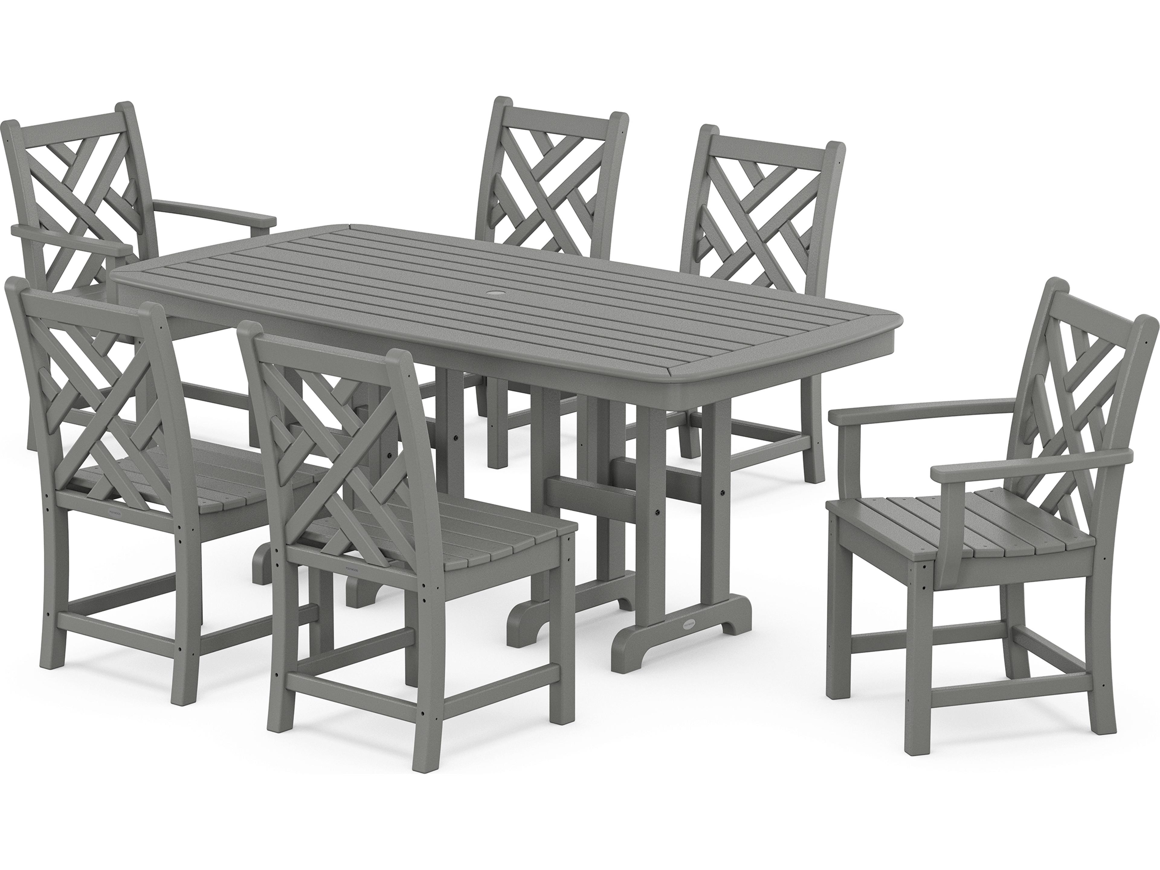 POLYWOOD® Chippendale Recycled Plastic 7-Piece Outdoor Dining Set