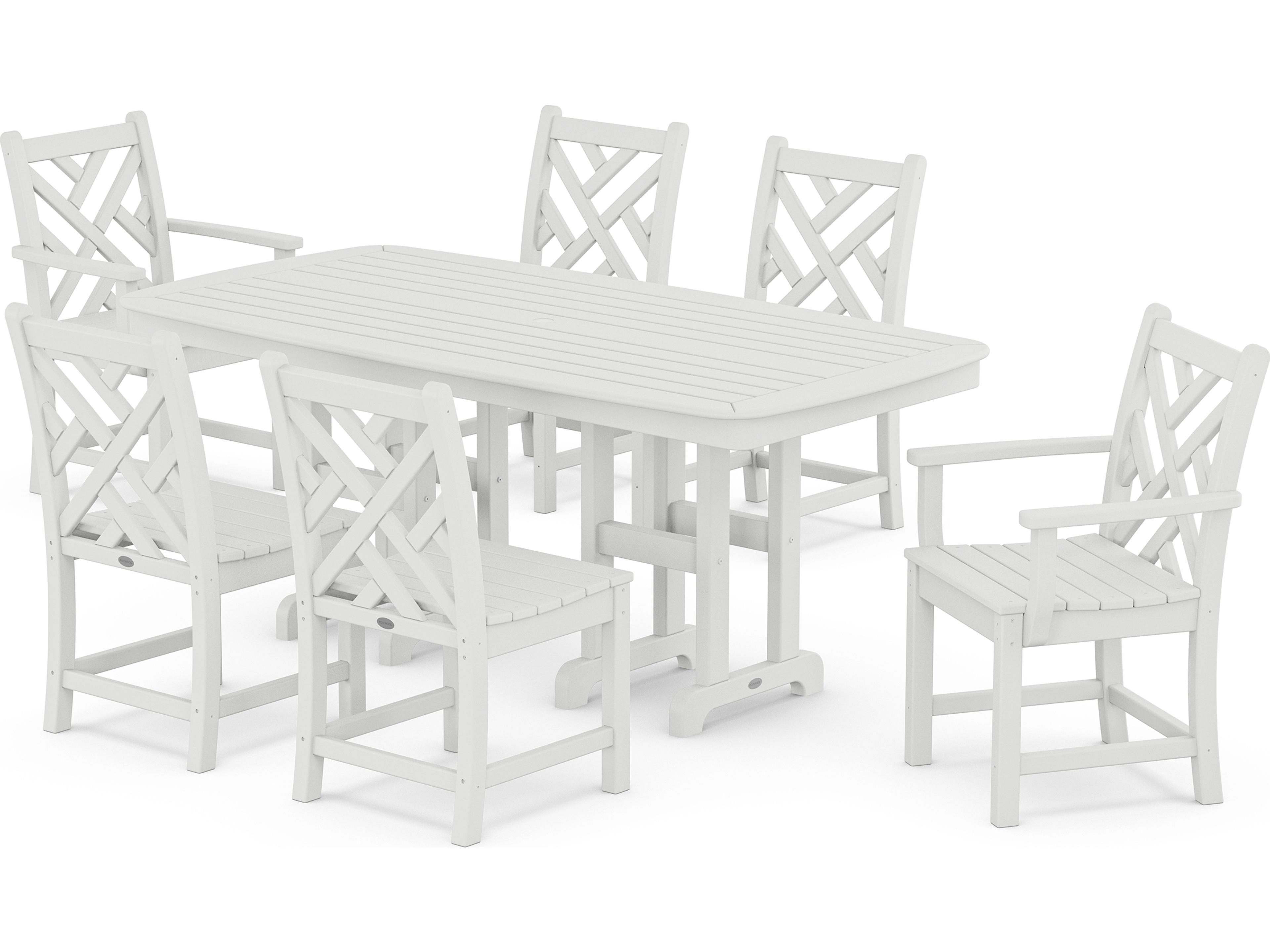 POLYWOOD® Chippendale Recycled Plastic 7-Piece Outdoor Dining Set