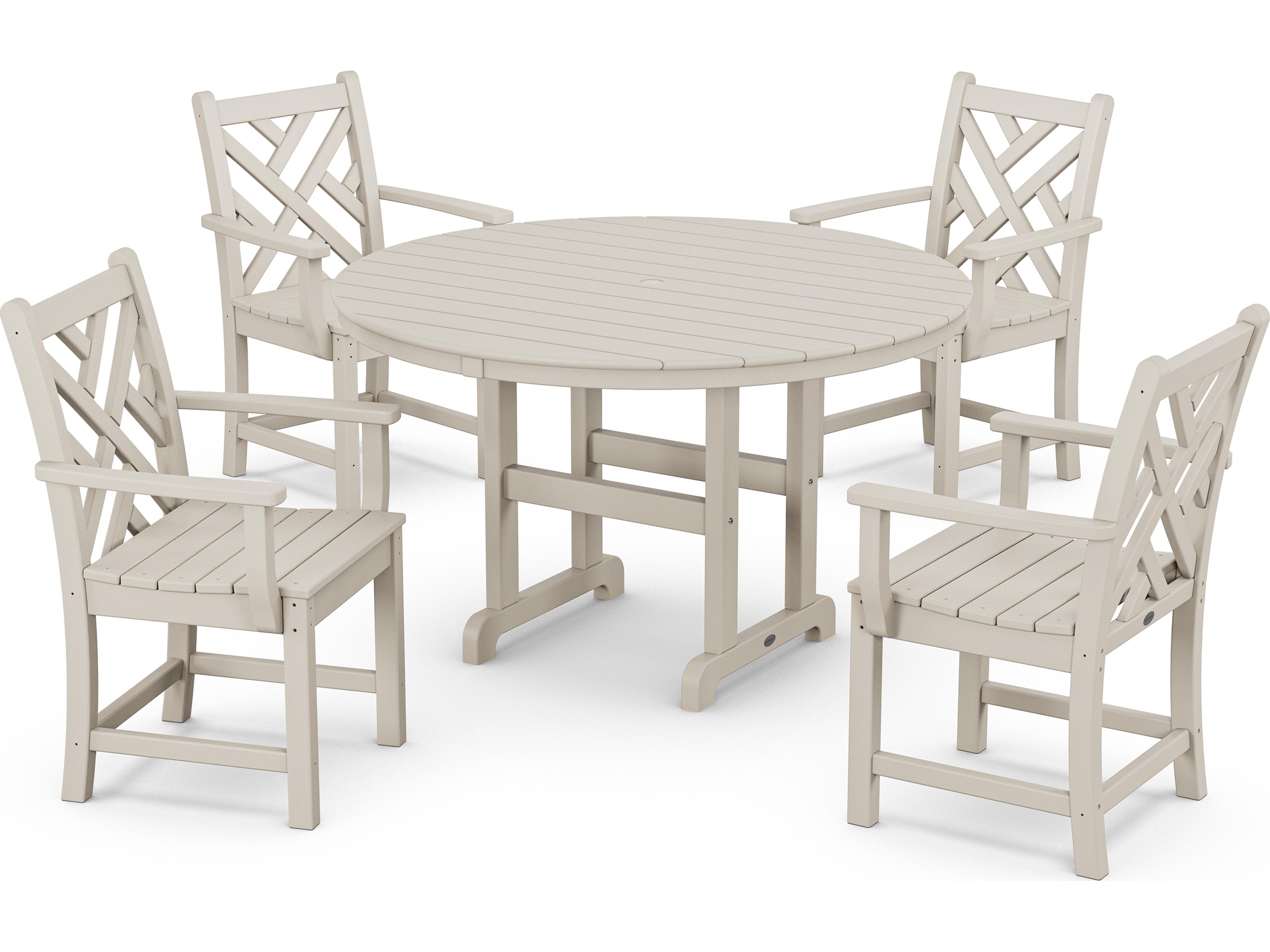 POLYWOOD® Chippendale Recycled Plastic 5-Piece Outdoor Patio Dining Set