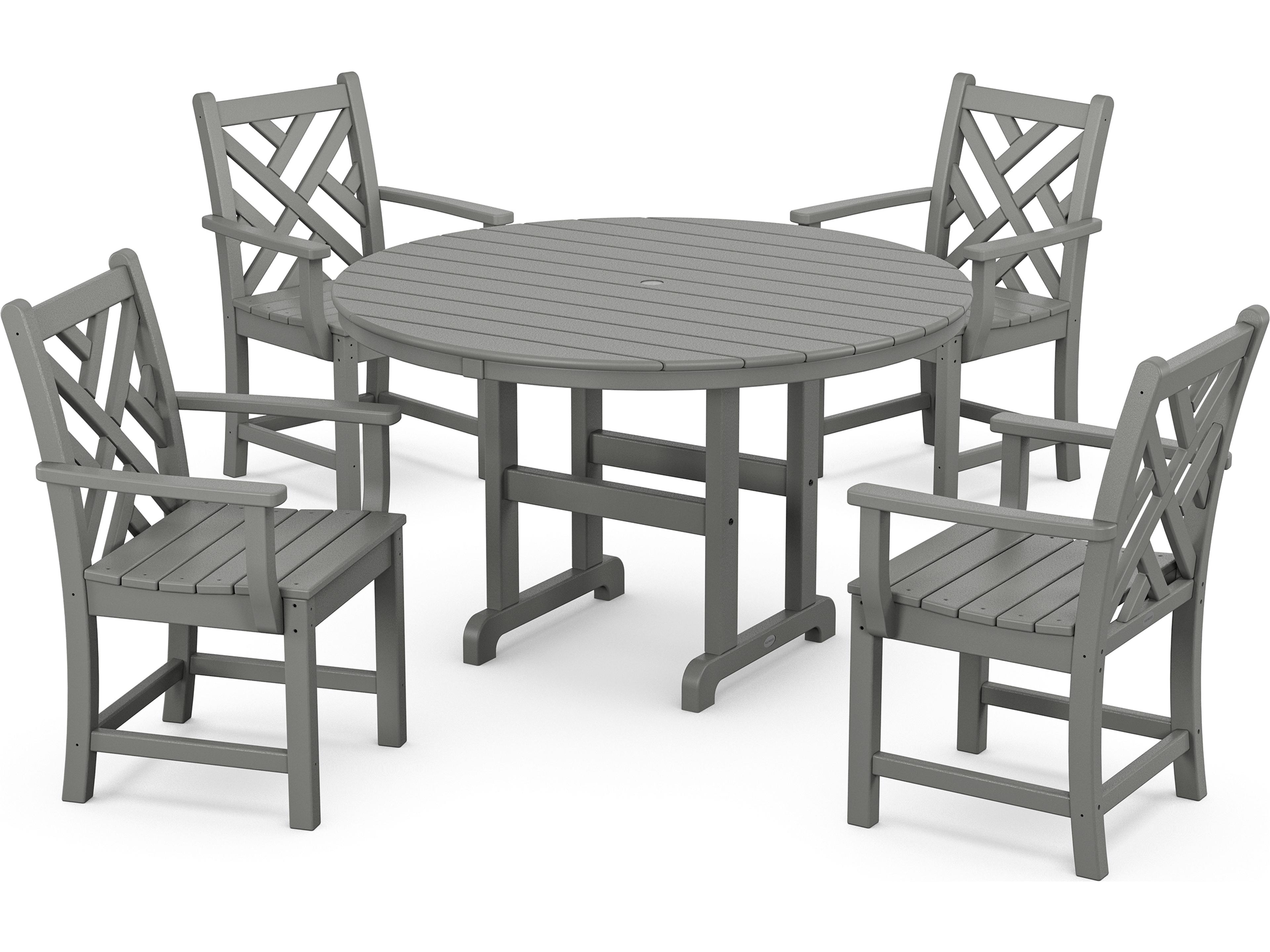POLYWOOD® Chippendale Recycled Plastic 5-Piece Outdoor Patio Dining Set