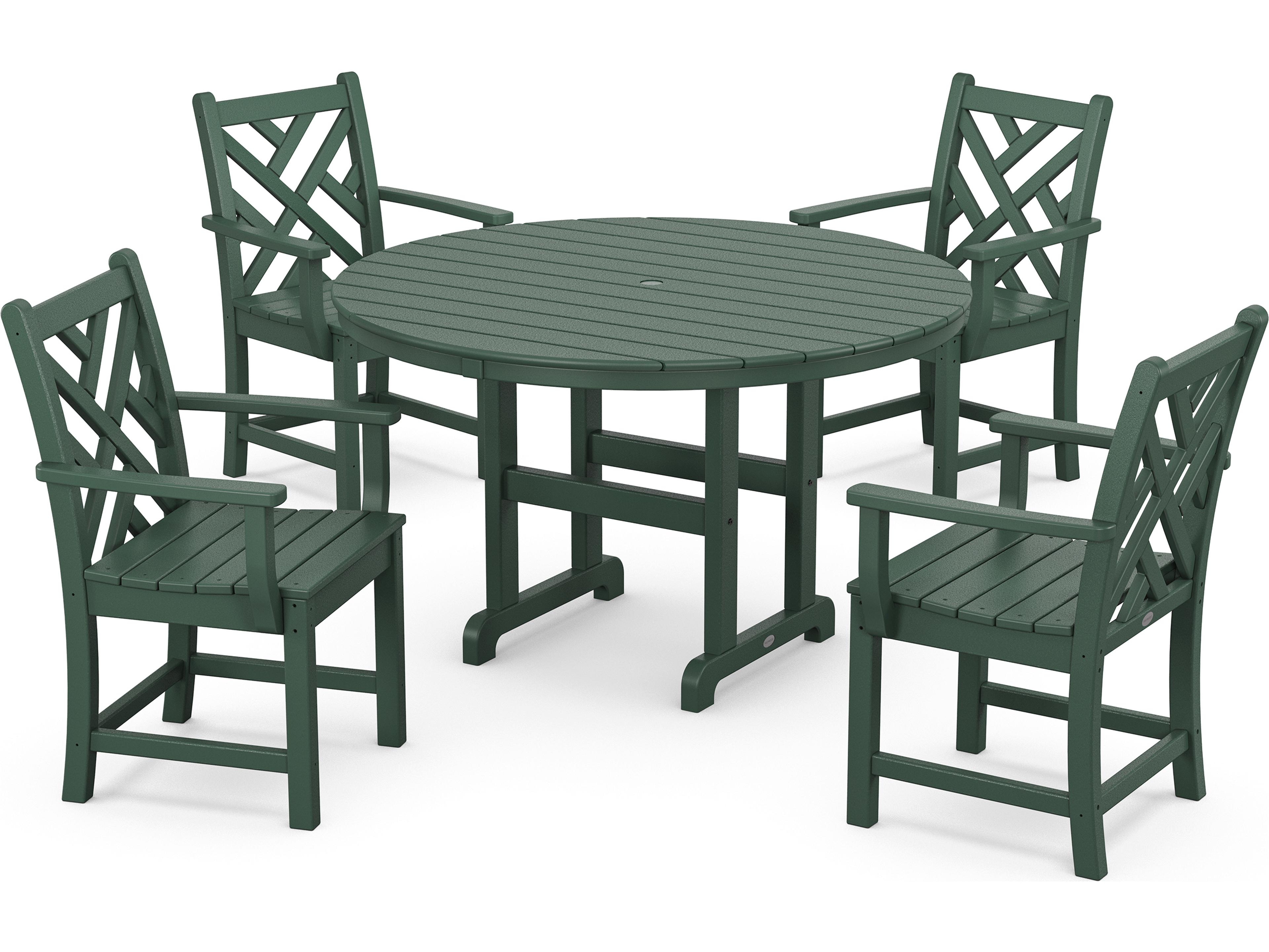 POLYWOOD® Chippendale Recycled Plastic 5-Piece Outdoor Patio Dining Set