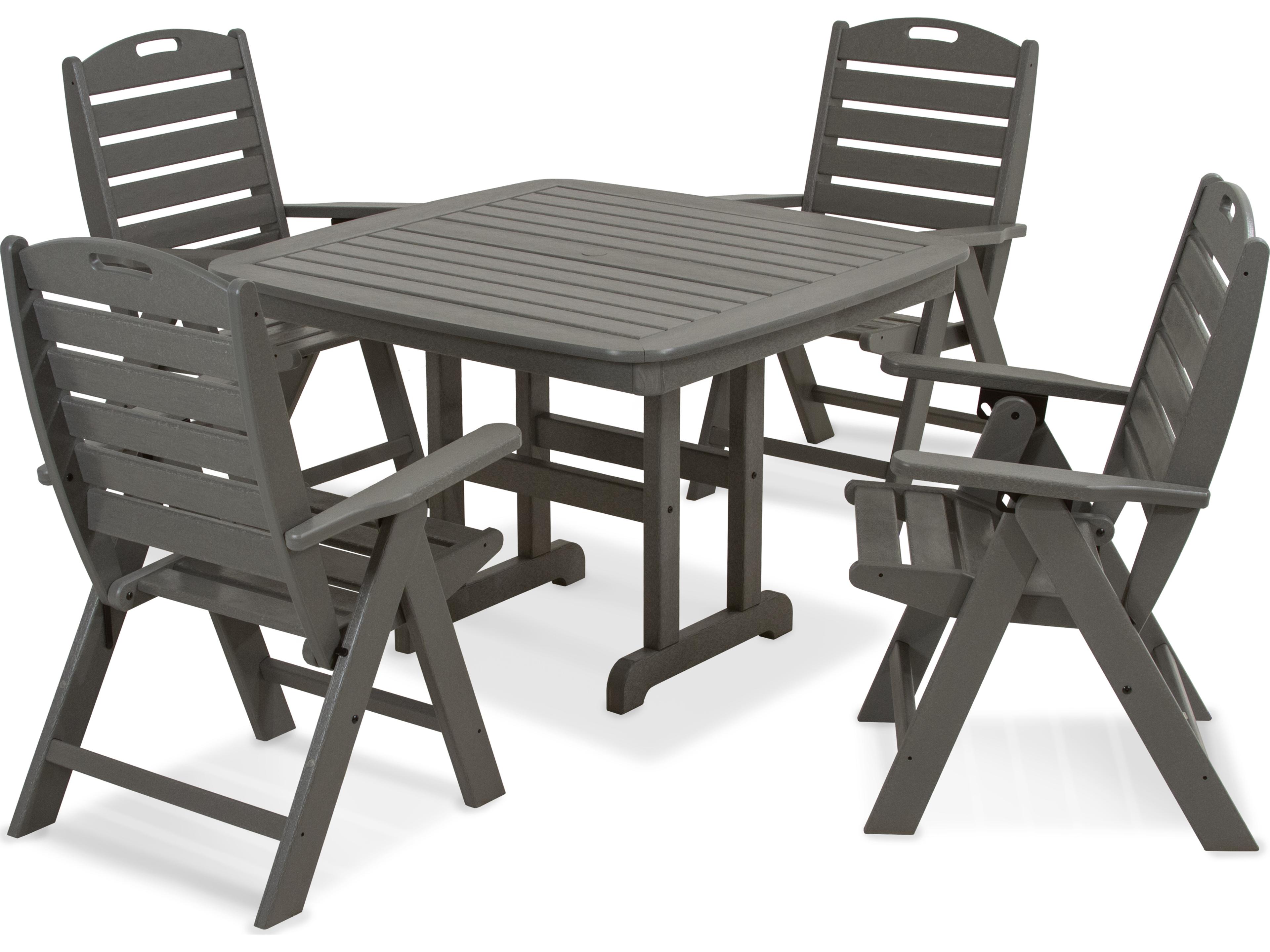 POLYWOOD® Nautical Recycled Plastic 5 Piece Patio Dining Set