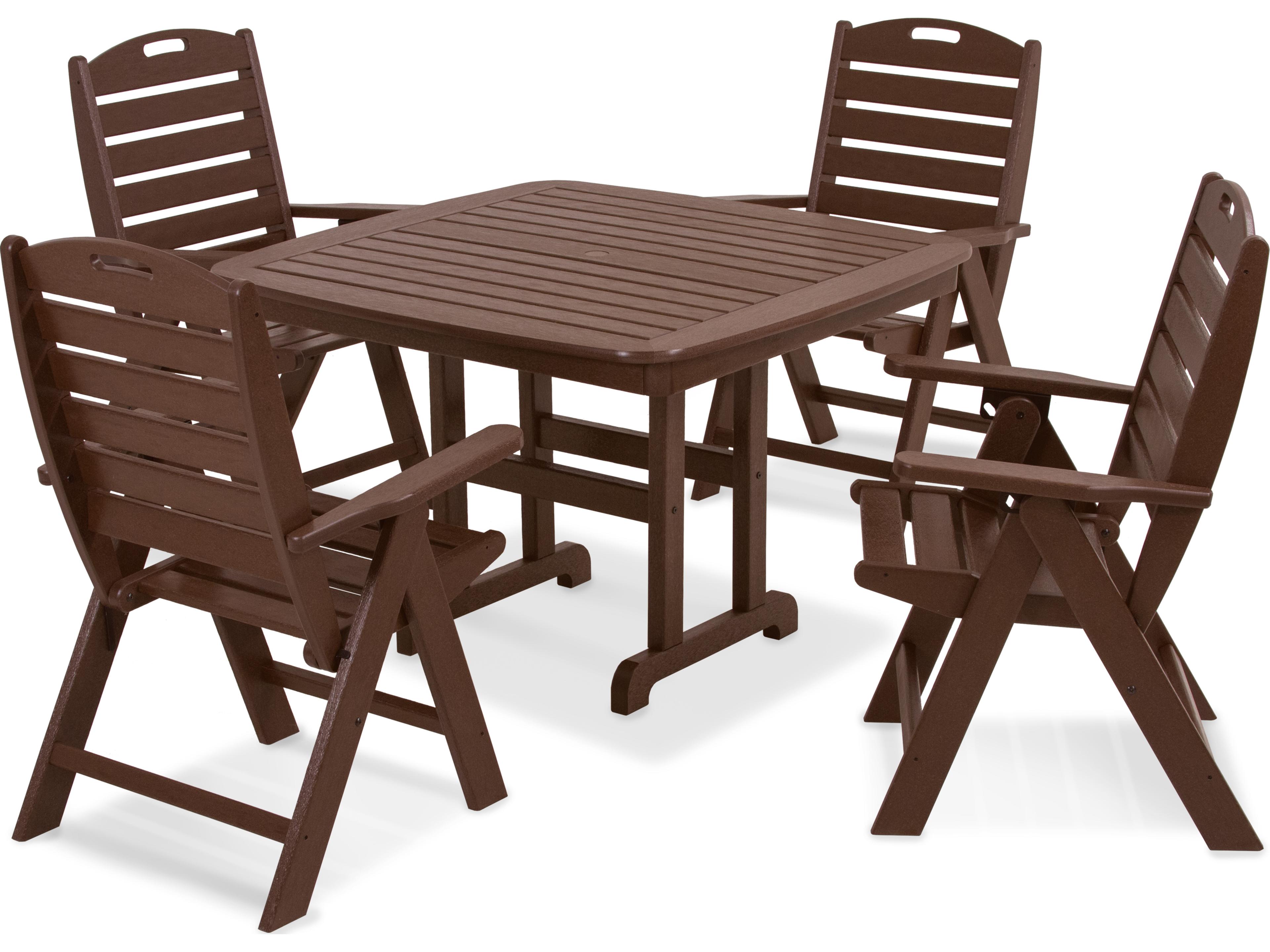 POLYWOOD® Nautical Recycled Plastic 5 Piece Patio Dining Set