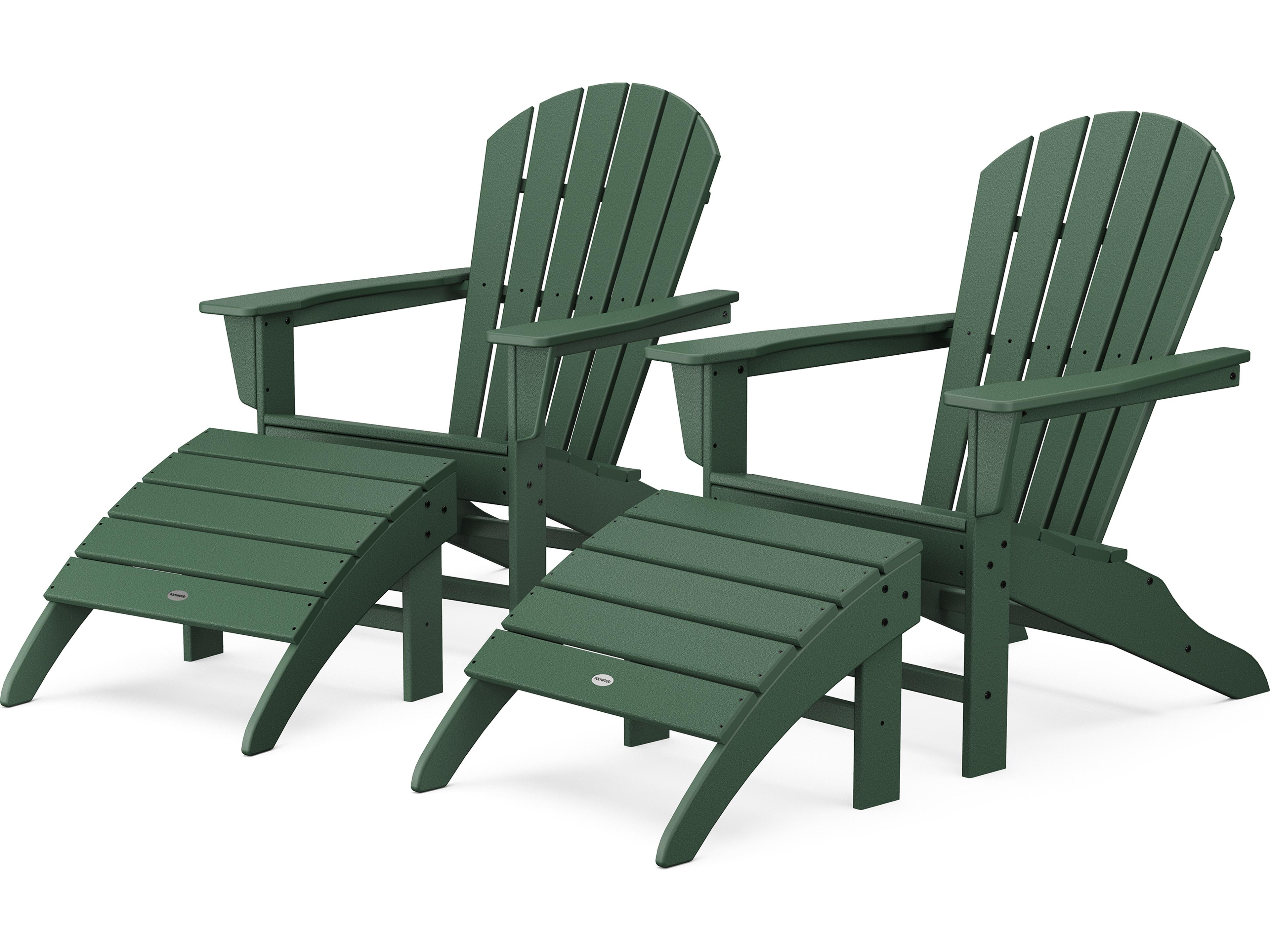 POLYWOOD® South Beach Recycled Plastic 4-Piece Adirondack Outdoor Patio Lounge Set