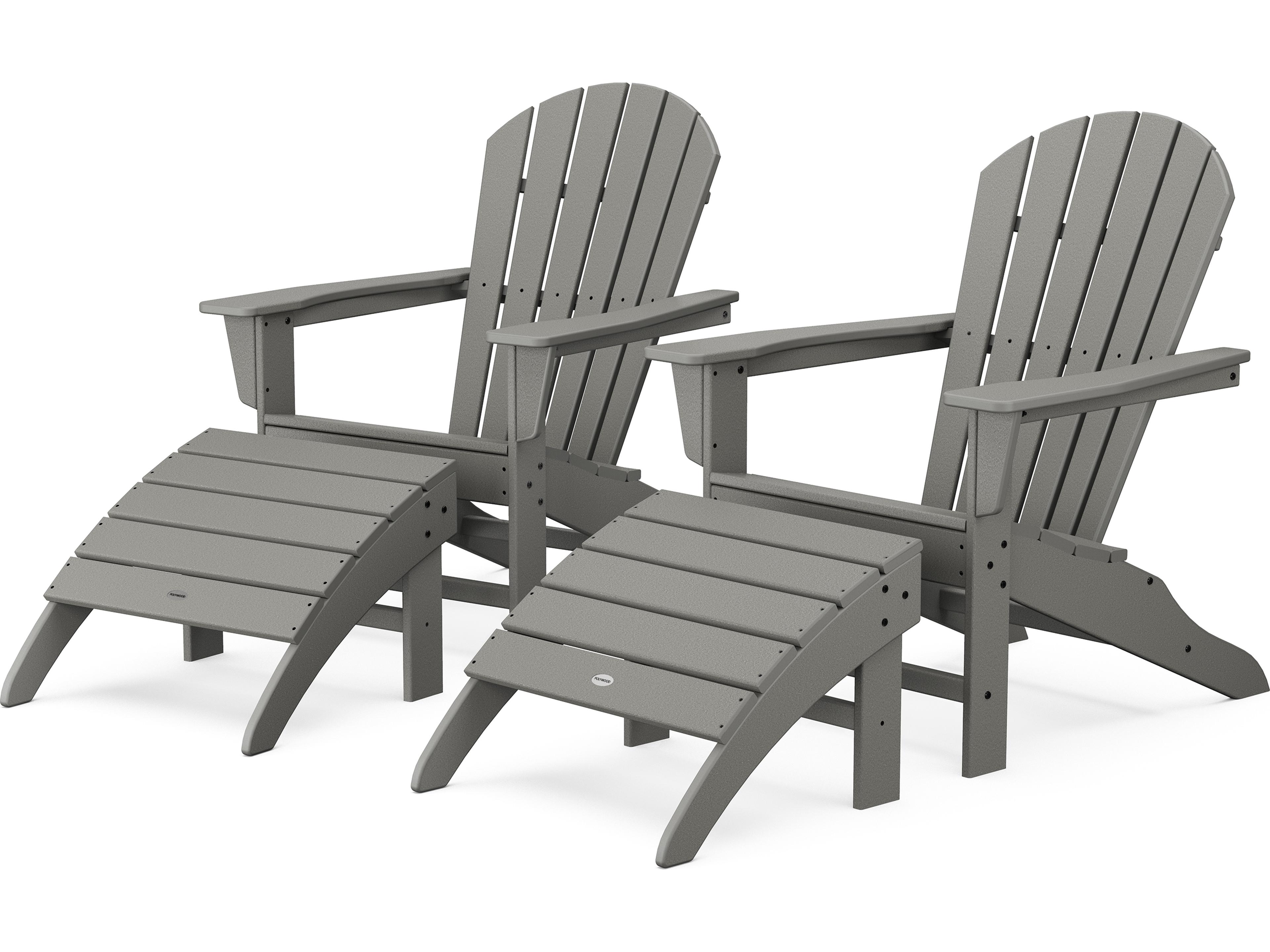 POLYWOOD® South Beach Recycled Plastic 4-Piece Adirondack Outdoor Patio Lounge Set