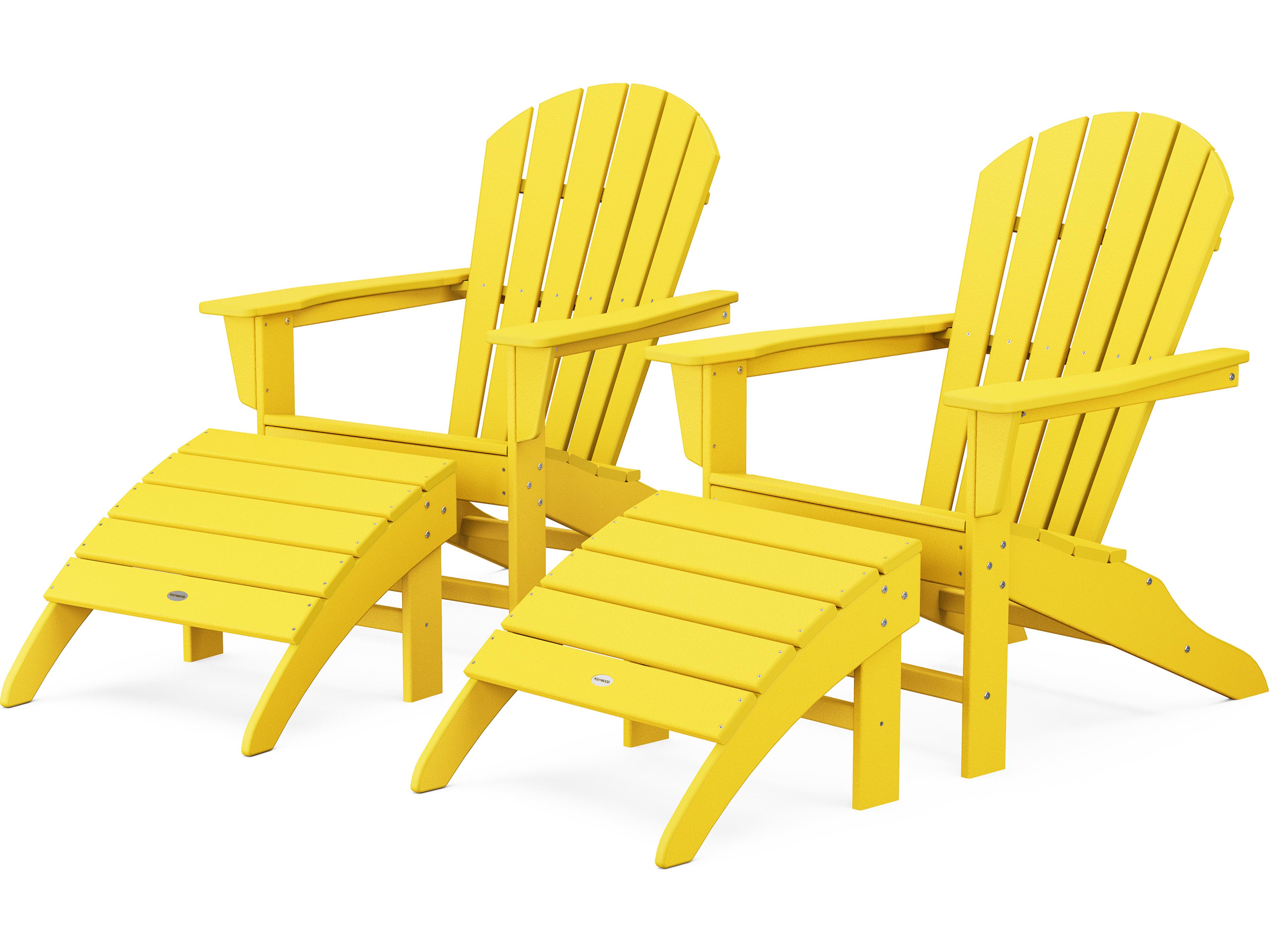 POLYWOOD® South Beach Recycled Plastic 4-Piece Adirondack Outdoor Patio Lounge Set