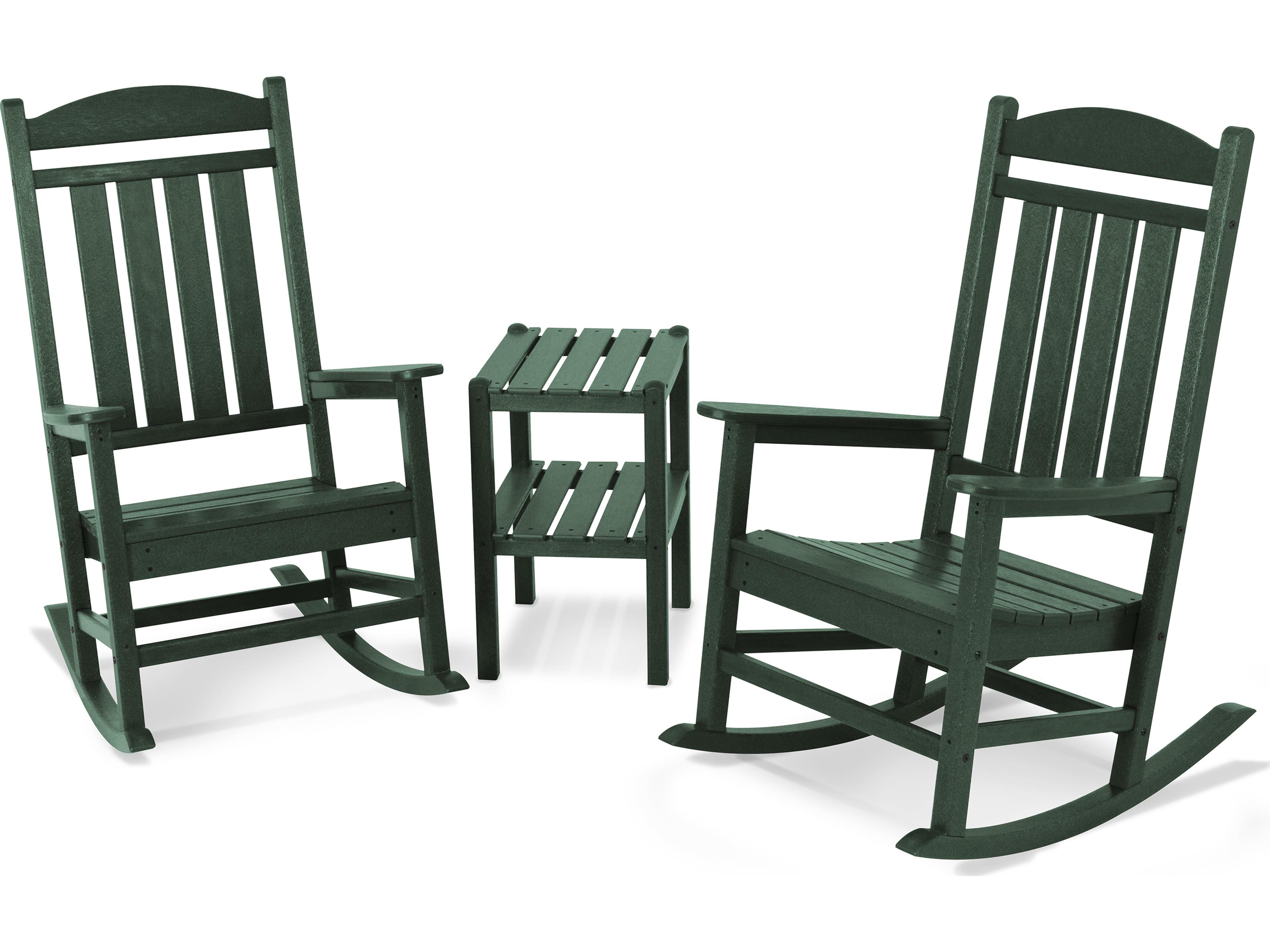 POLYWOOD® Presidential Recycled Plastic 3-Piece Rocker Patio Lounge Set