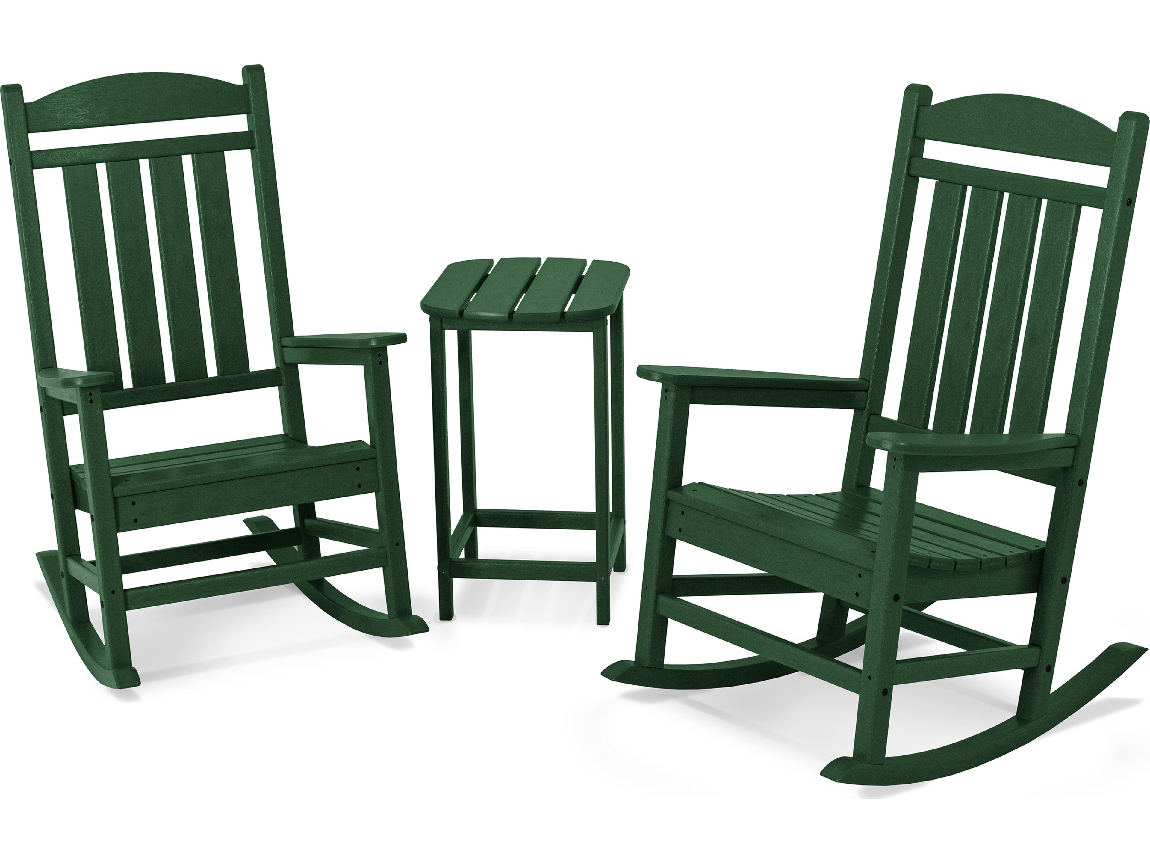 POLYWOOD® Presidential Recycled Plastic 3-Piece Rocker Outdoor Lounge Set