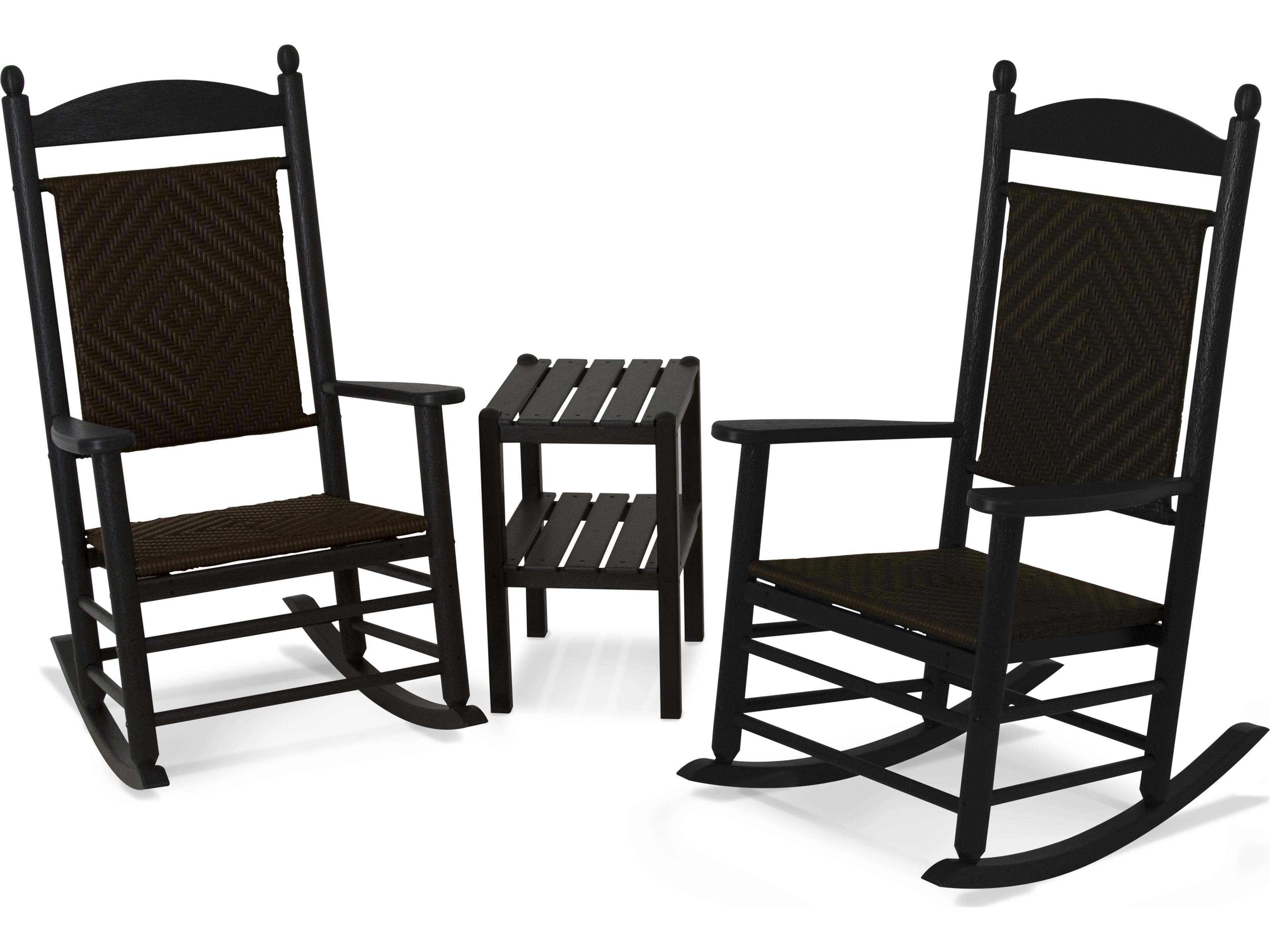 POLYWOOD® Jefferson Recycled Plastic 3-Piece Woven Rocker Patio Lounge Set