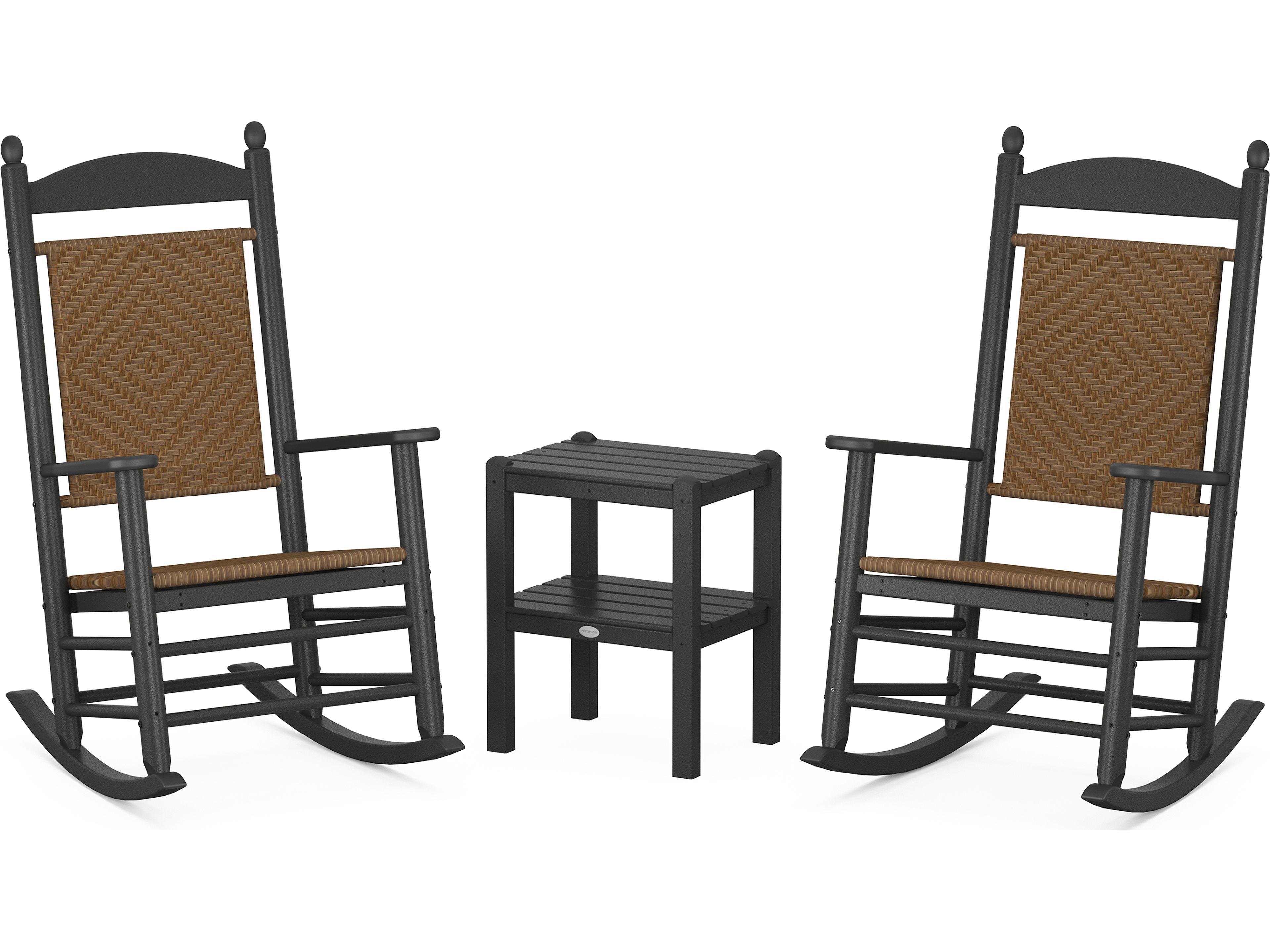 POLYWOOD® Jefferson Recycled Plastic 3-Piece Woven Rocker Patio Lounge Set