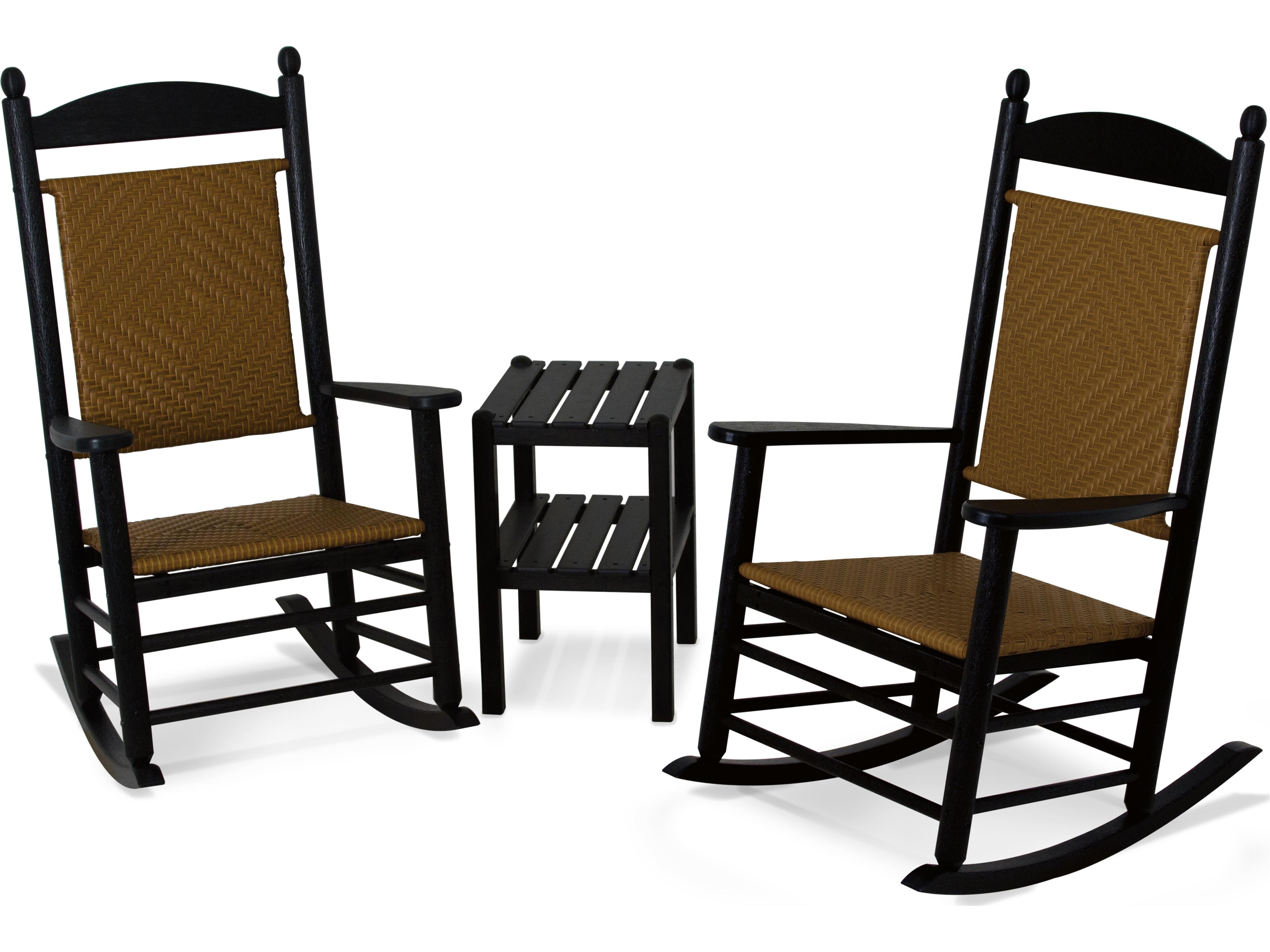 POLYWOOD® Jefferson Recycled Plastic 3-Piece Woven Rocker Patio Lounge Set