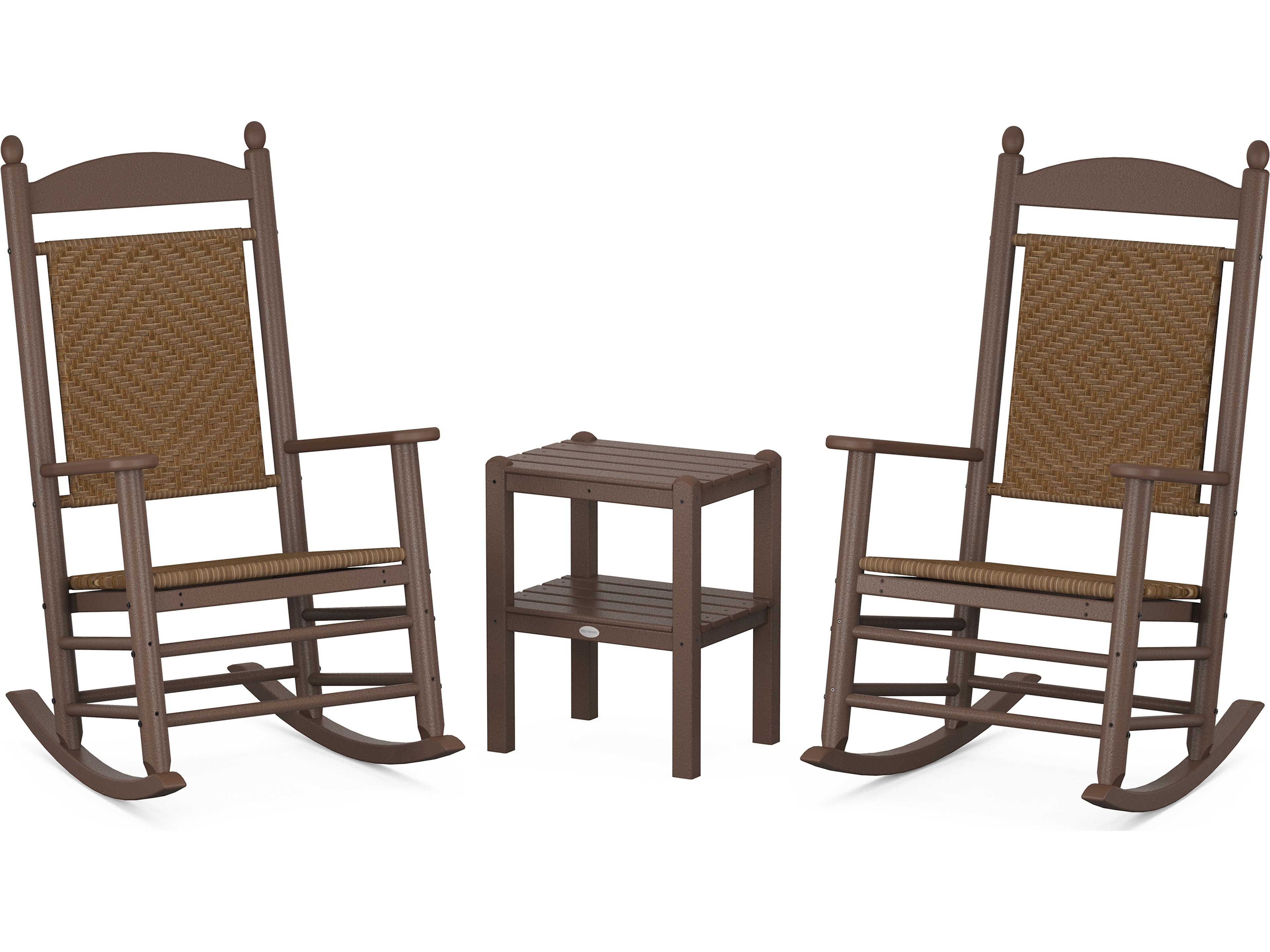 POLYWOOD® Jefferson Recycled Plastic 3-Piece Woven Rocker Patio Lounge Set