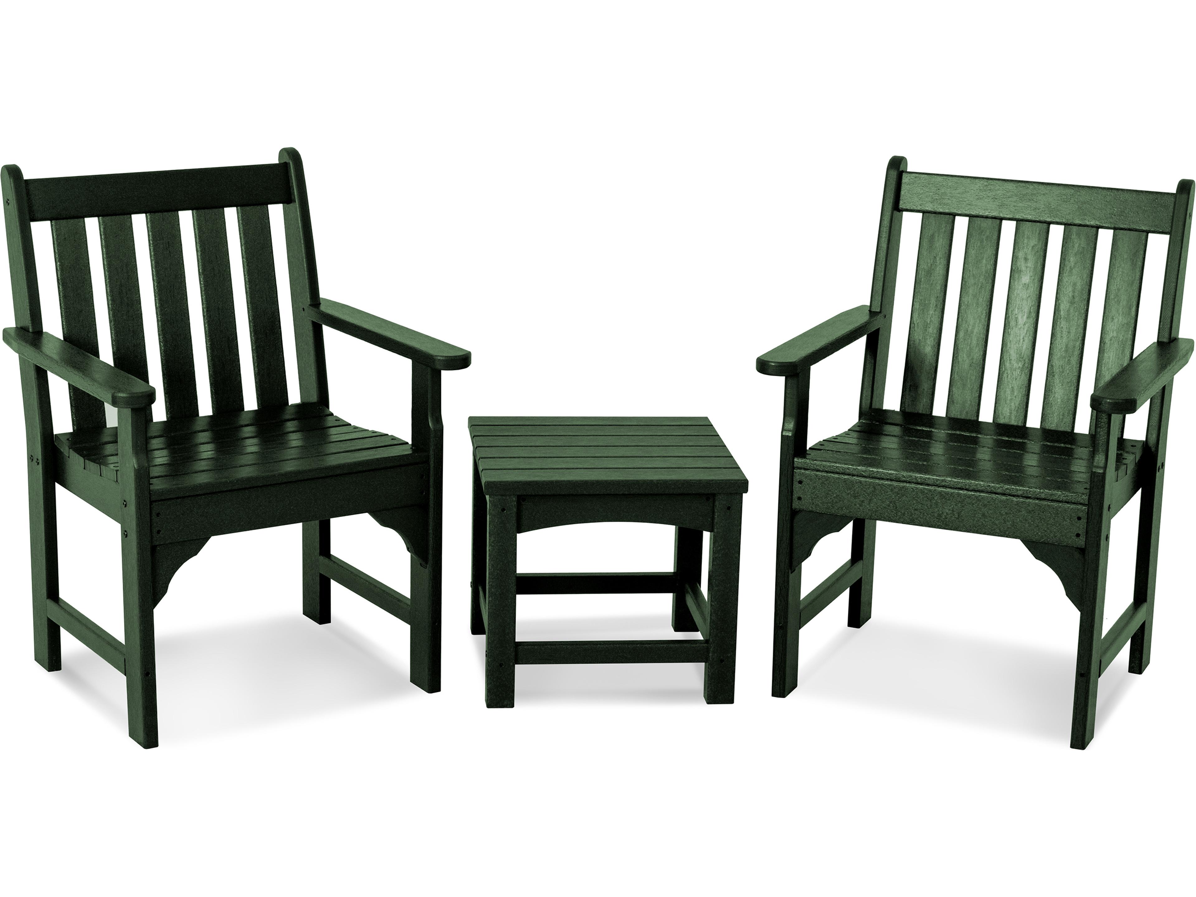 POLYWOOD® Vineyard Recycled Plastic 3-Piece Garden Outdoor Lounge Set