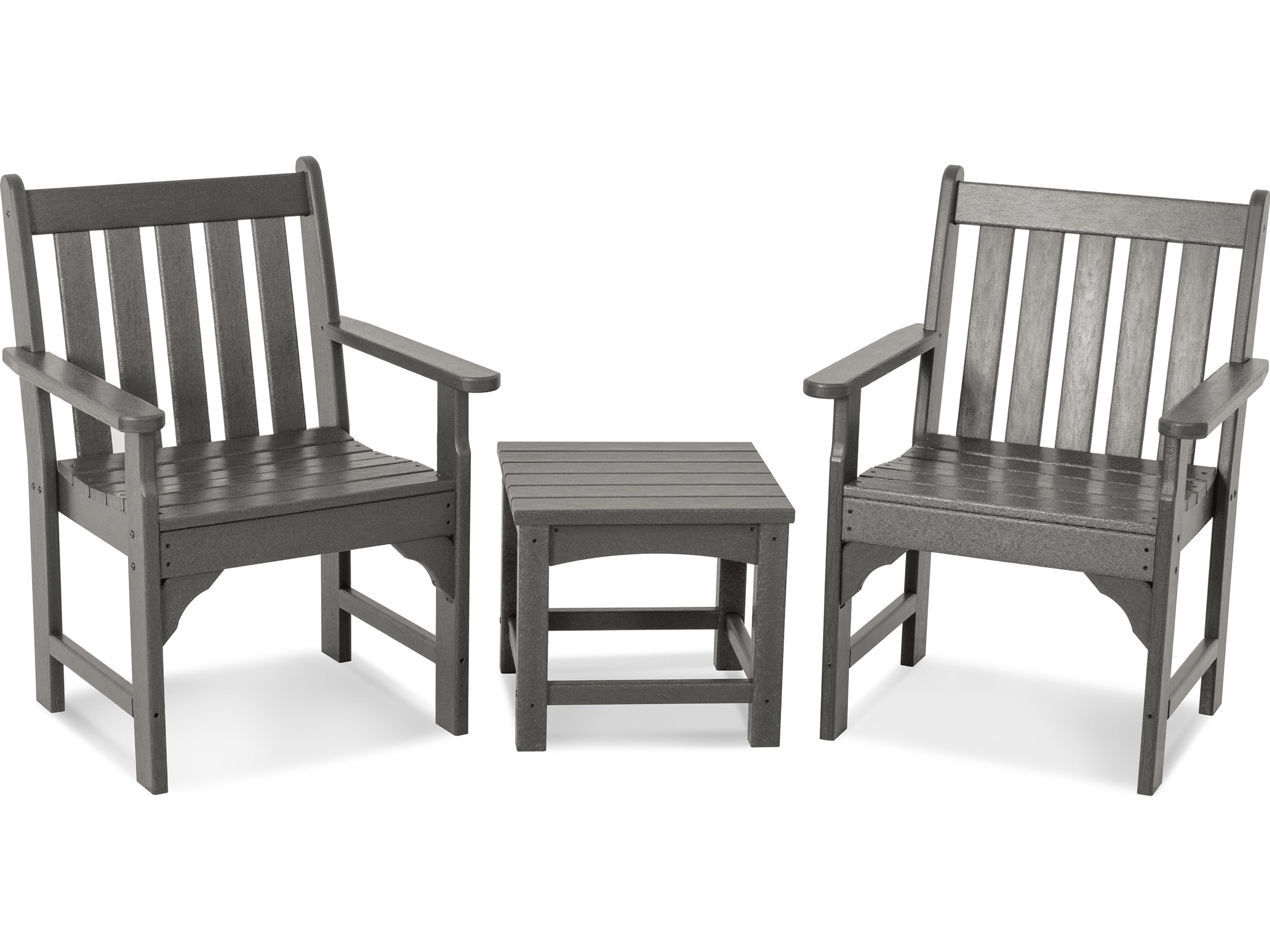 POLYWOOD® Vineyard Recycled Plastic 3-Piece Garden Outdoor Lounge Set