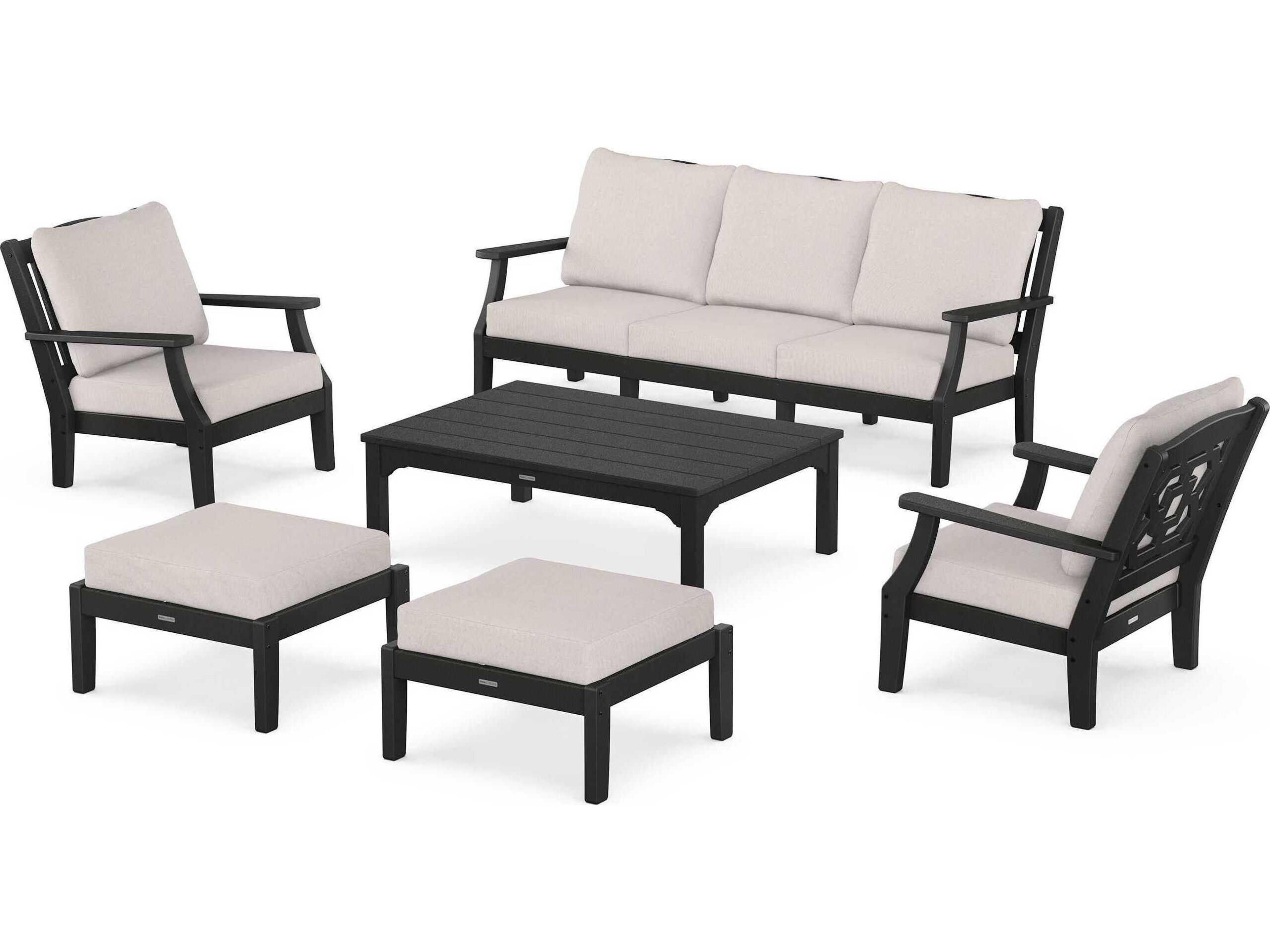 POLYWOOD® Martha Stewart Chinoiserie 6-Piece Lounge Sofa Set