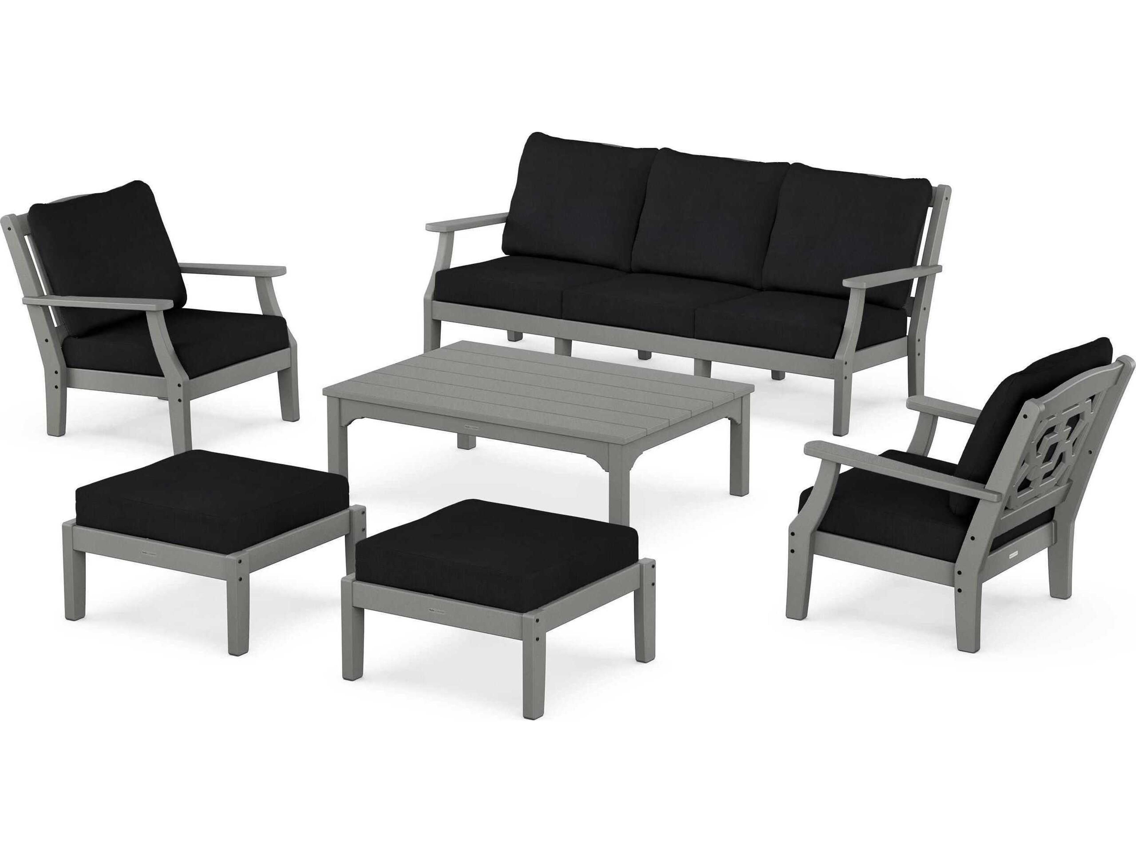 POLYWOOD® Martha Stewart Chinoiserie 6-Piece Lounge Sofa Set