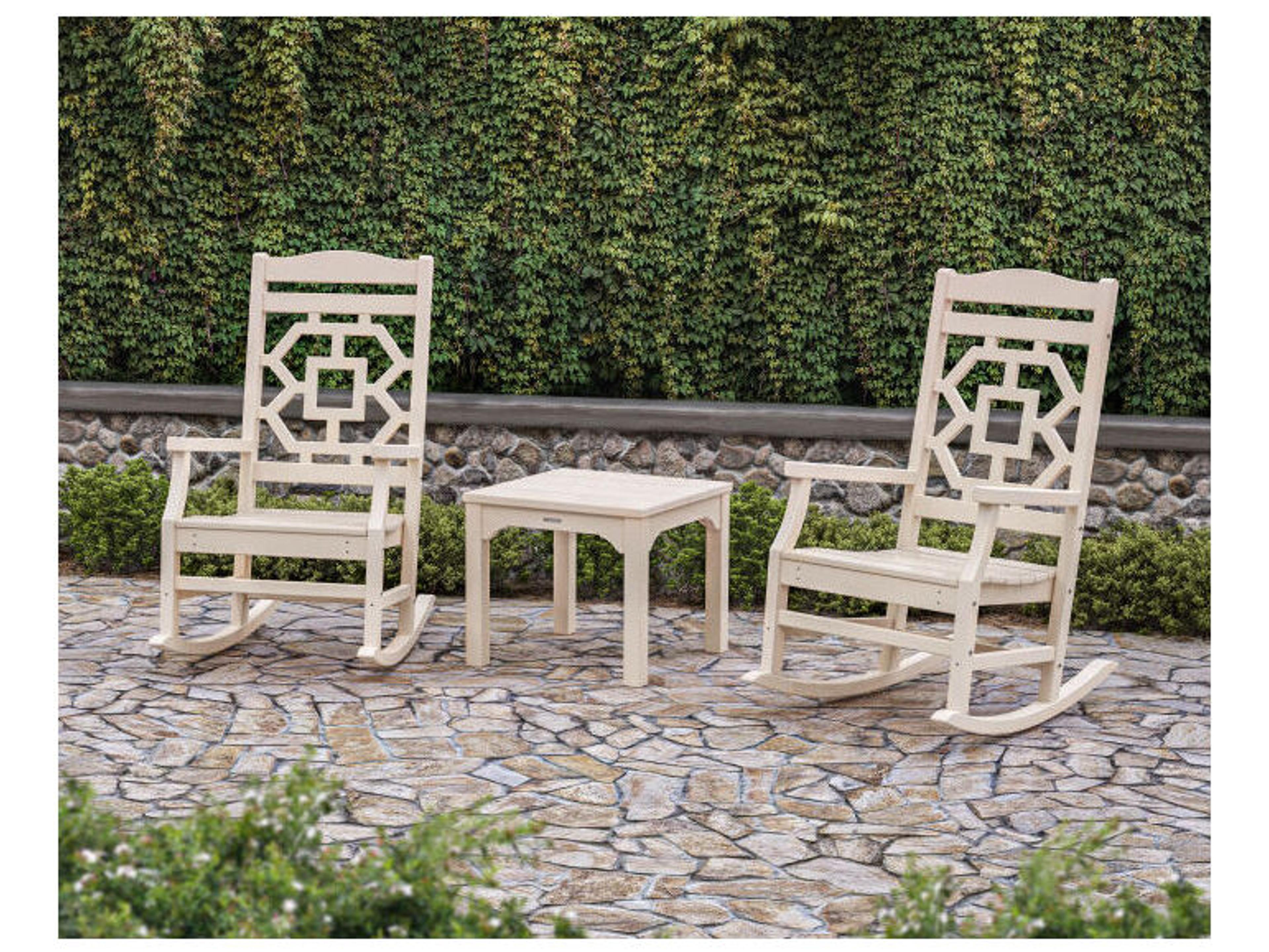 POLYWOOD® Martha Stewart Chinoiserie 3-Piece Rocking Chair Set