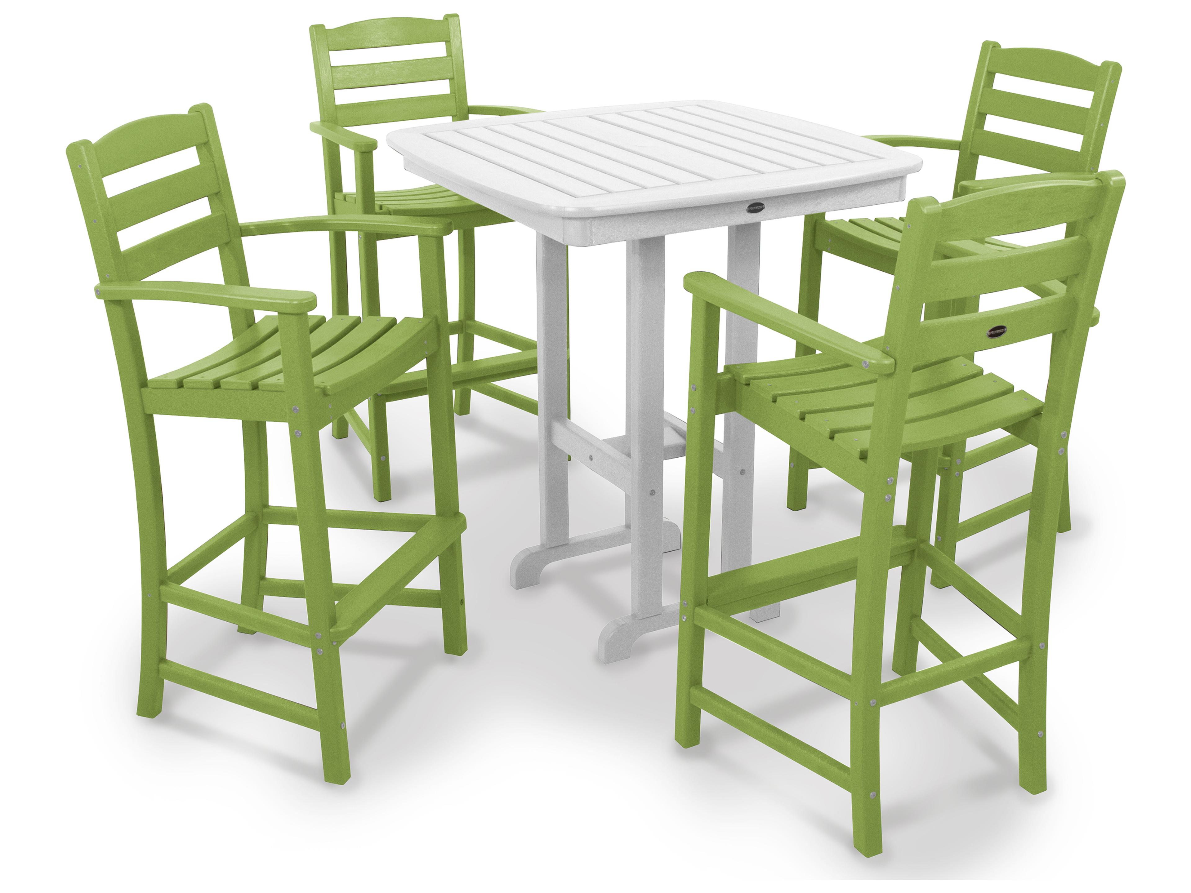 POLYWOOD® La Casa Cafe Recycled Plastic 5-Piece Bar Set