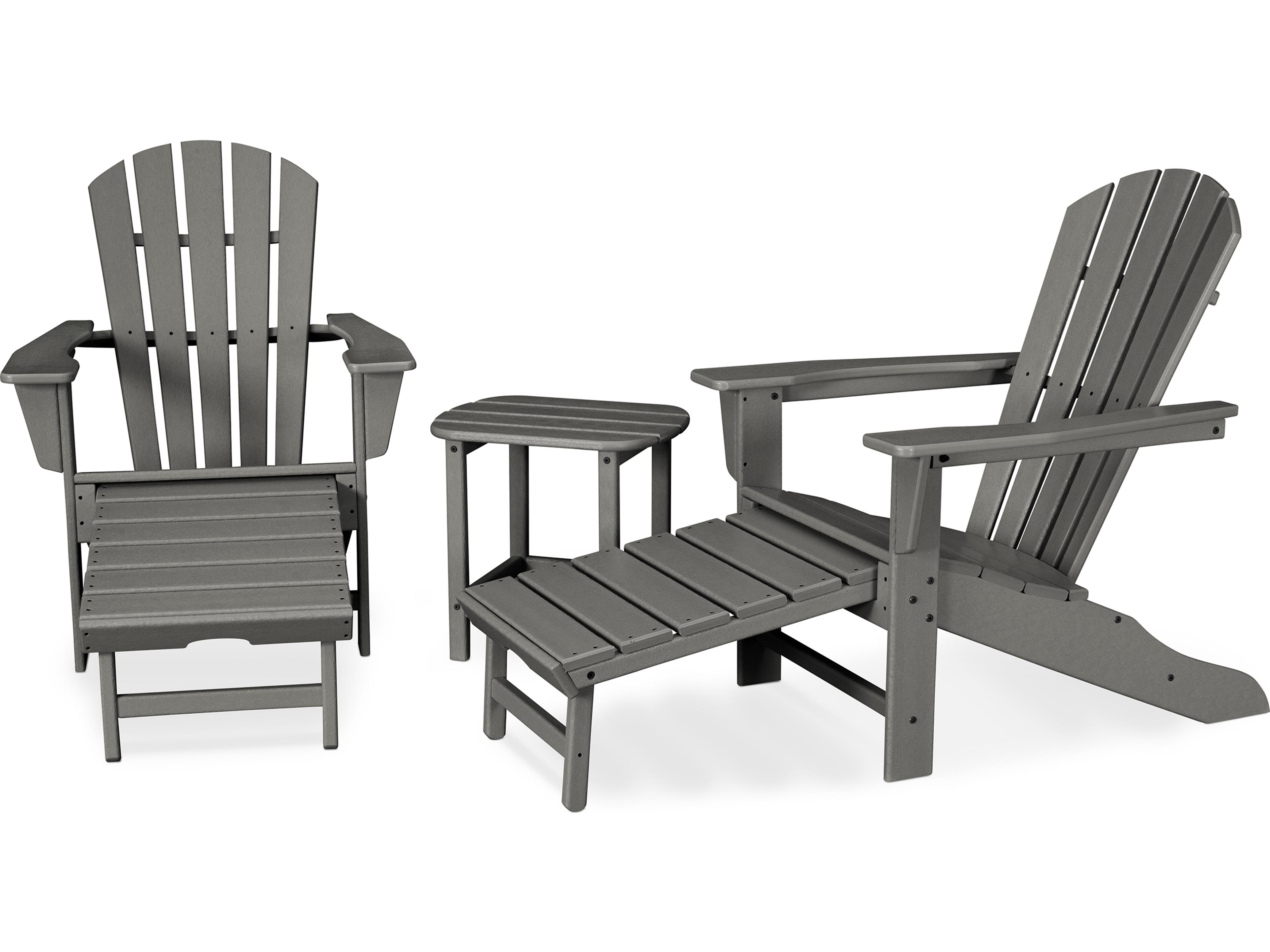 POLYWOOD® South Beach Recycled Plastic 3-Piece Ultimate Adirondack Patio Lounge Set