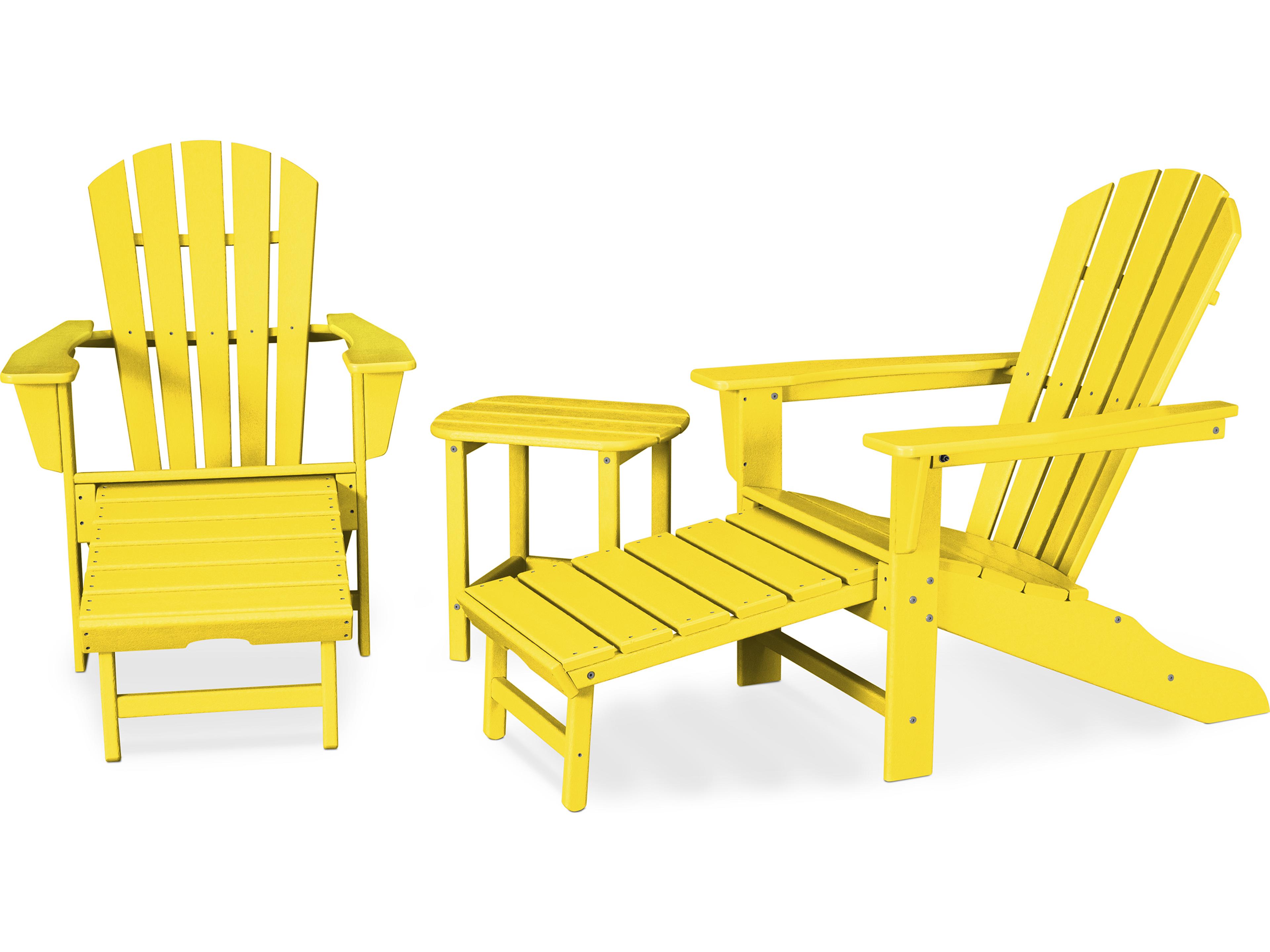 POLYWOOD® South Beach Recycled Plastic 3-Piece Ultimate Adirondack Patio Lounge Set
