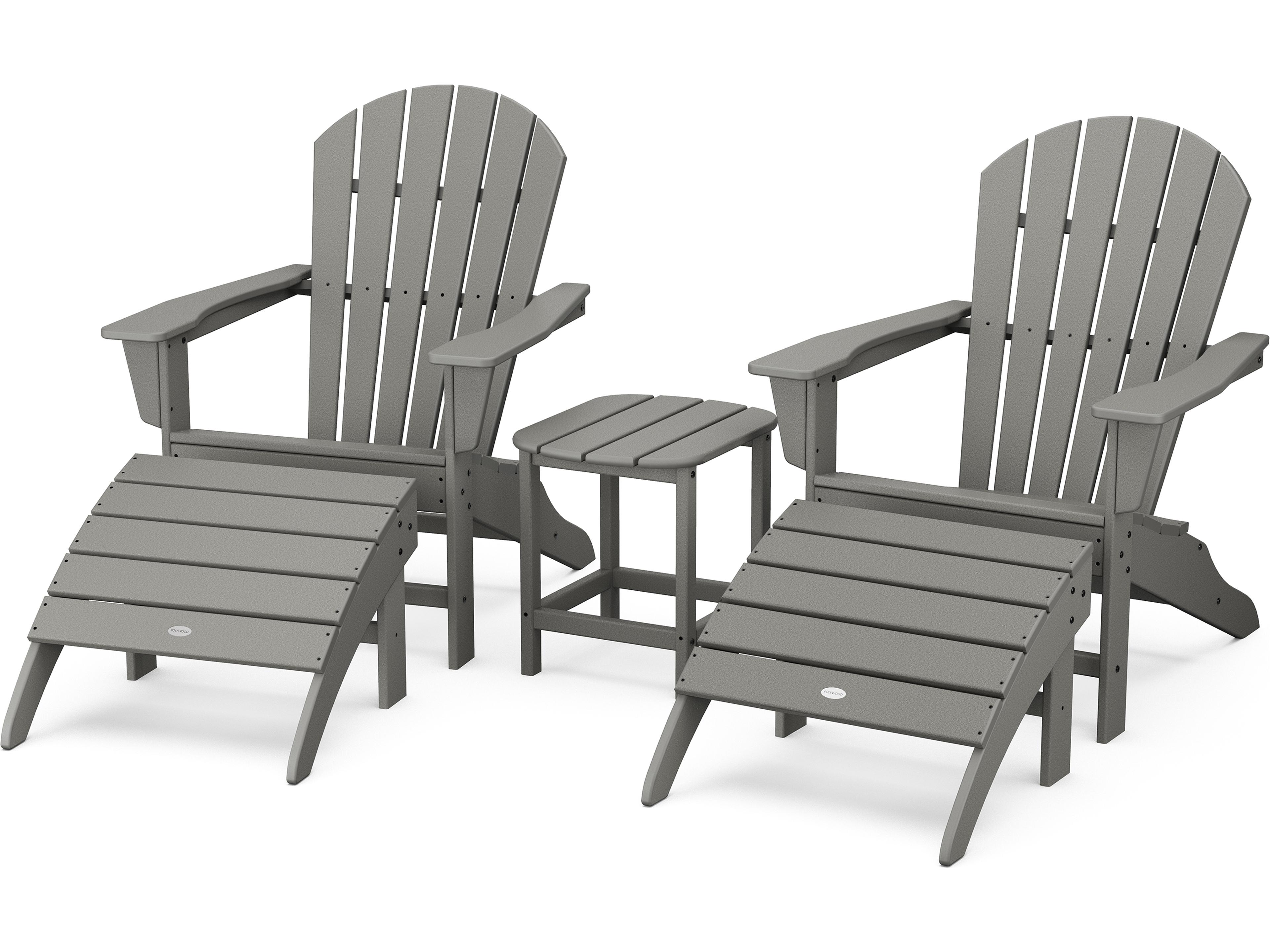 POLYWOOD® South Beach Recycled Plastic 5 Piece Adirondack Outdoor Lounge Set