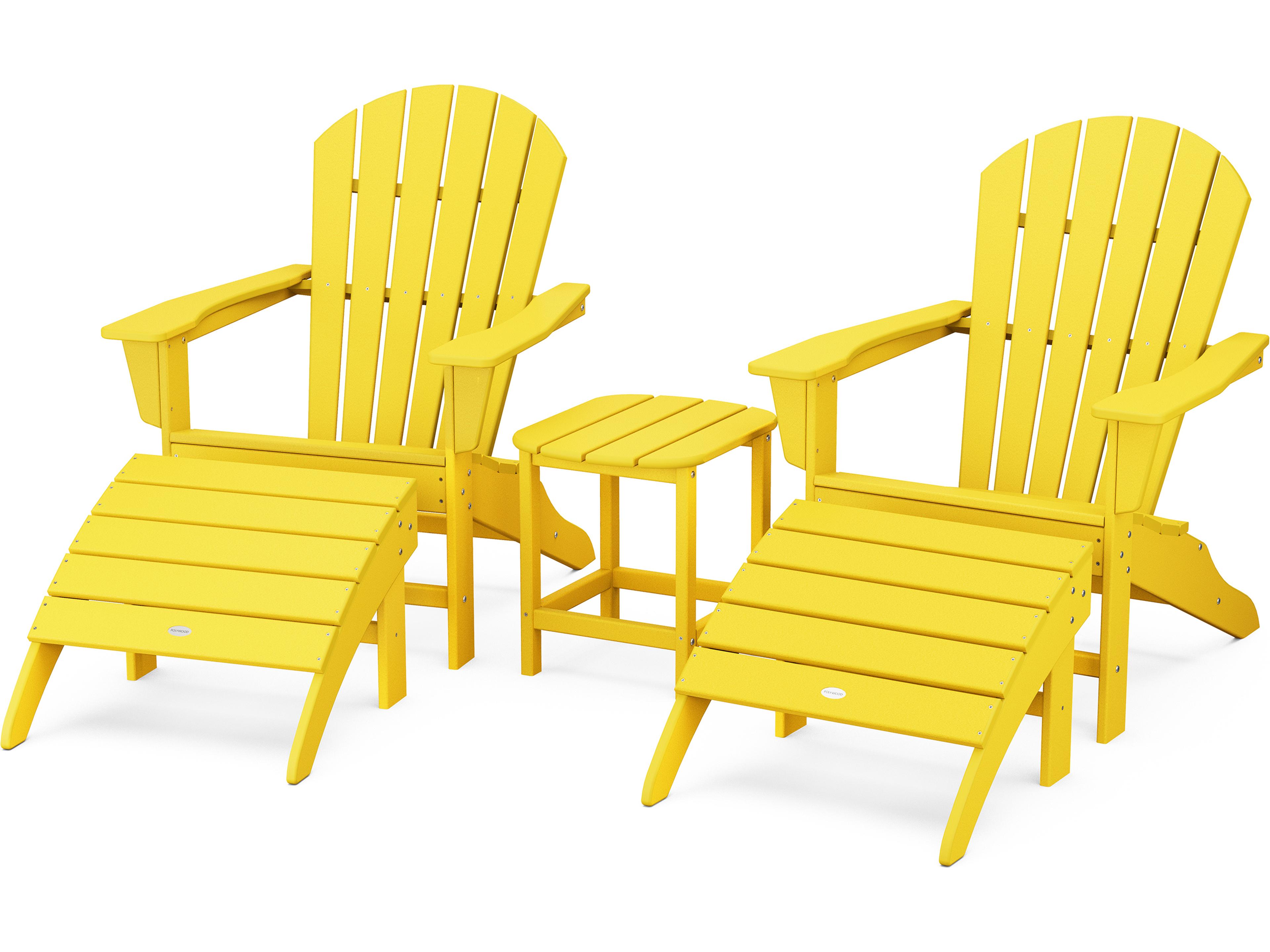 POLYWOOD® South Beach Recycled Plastic 5 Piece Adirondack Outdoor Lounge Set