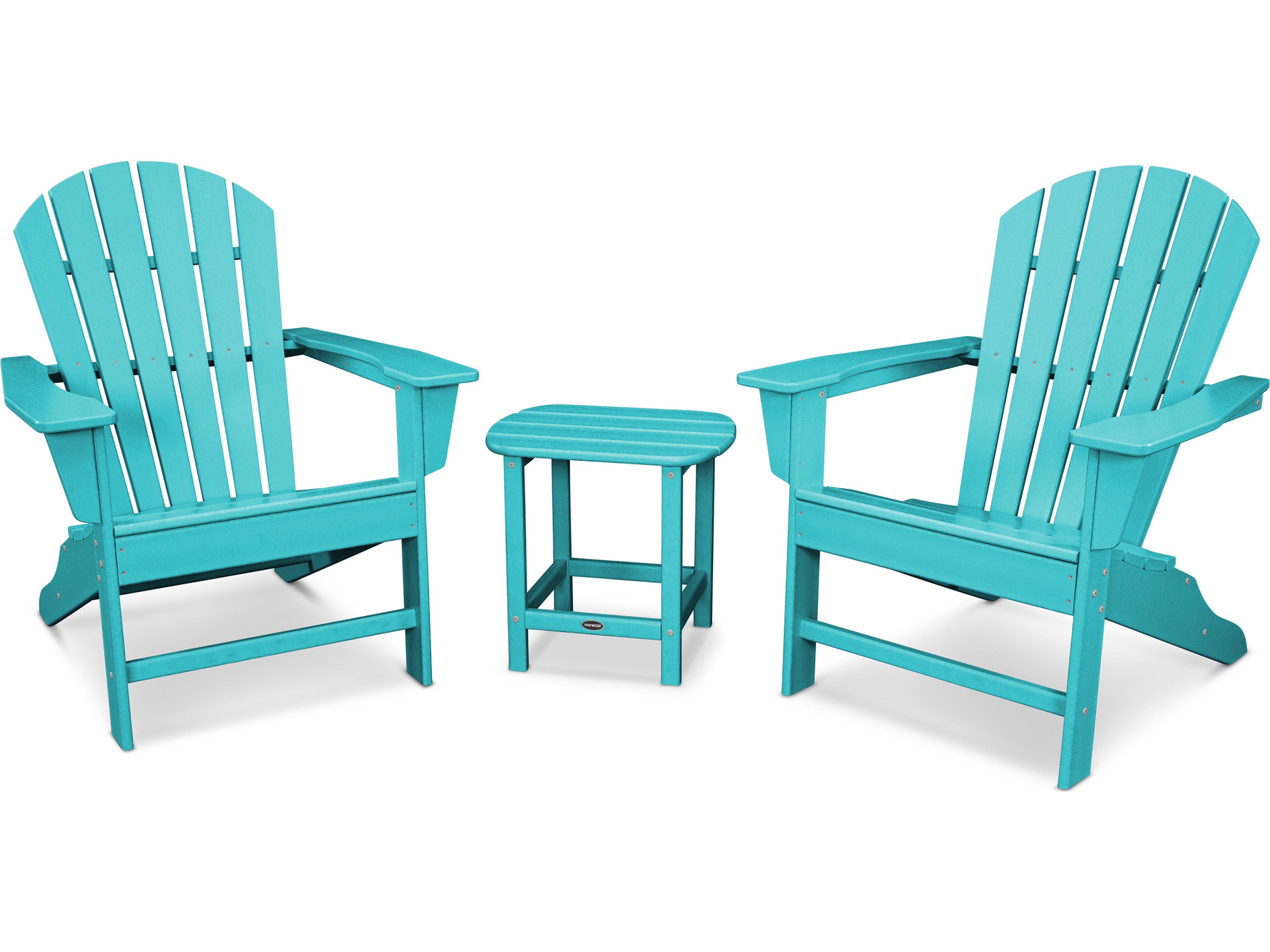 South Beach Recycled Plastic 3 Piece Adirondack Outdoor Patio Lounge Set