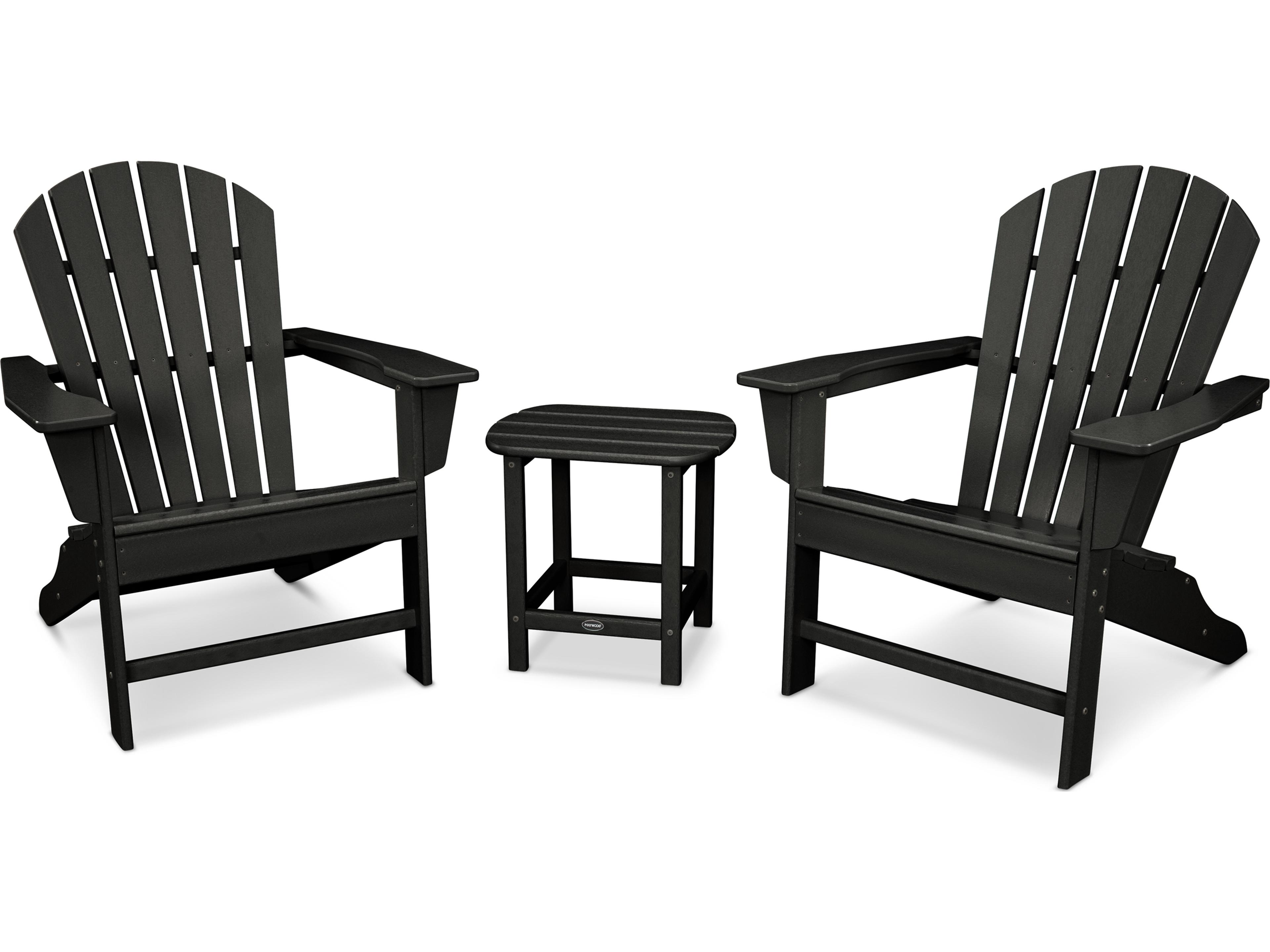 POLYWOOD® South Beach Recycled Plastic 3 Piece Adirondack Outdoor Patio Lounge Set