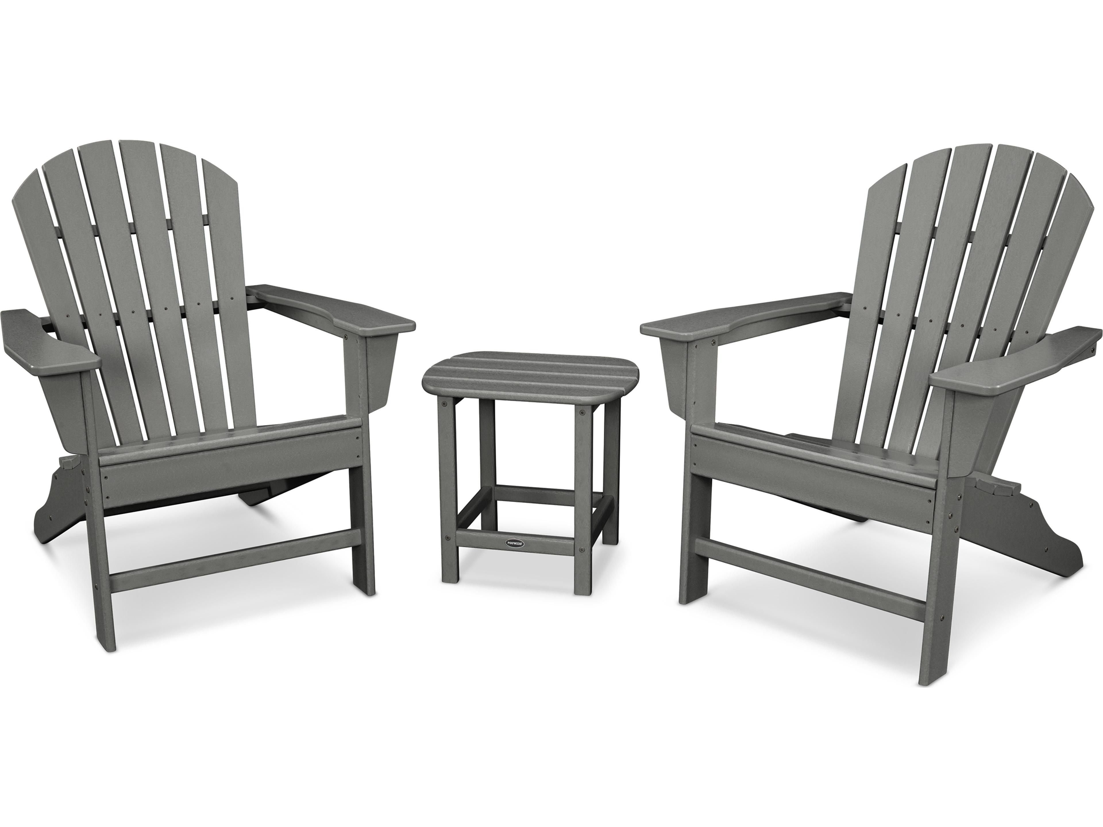 POLYWOOD® South Beach Recycled Plastic 3 Piece Adirondack Outdoor Patio Lounge Set