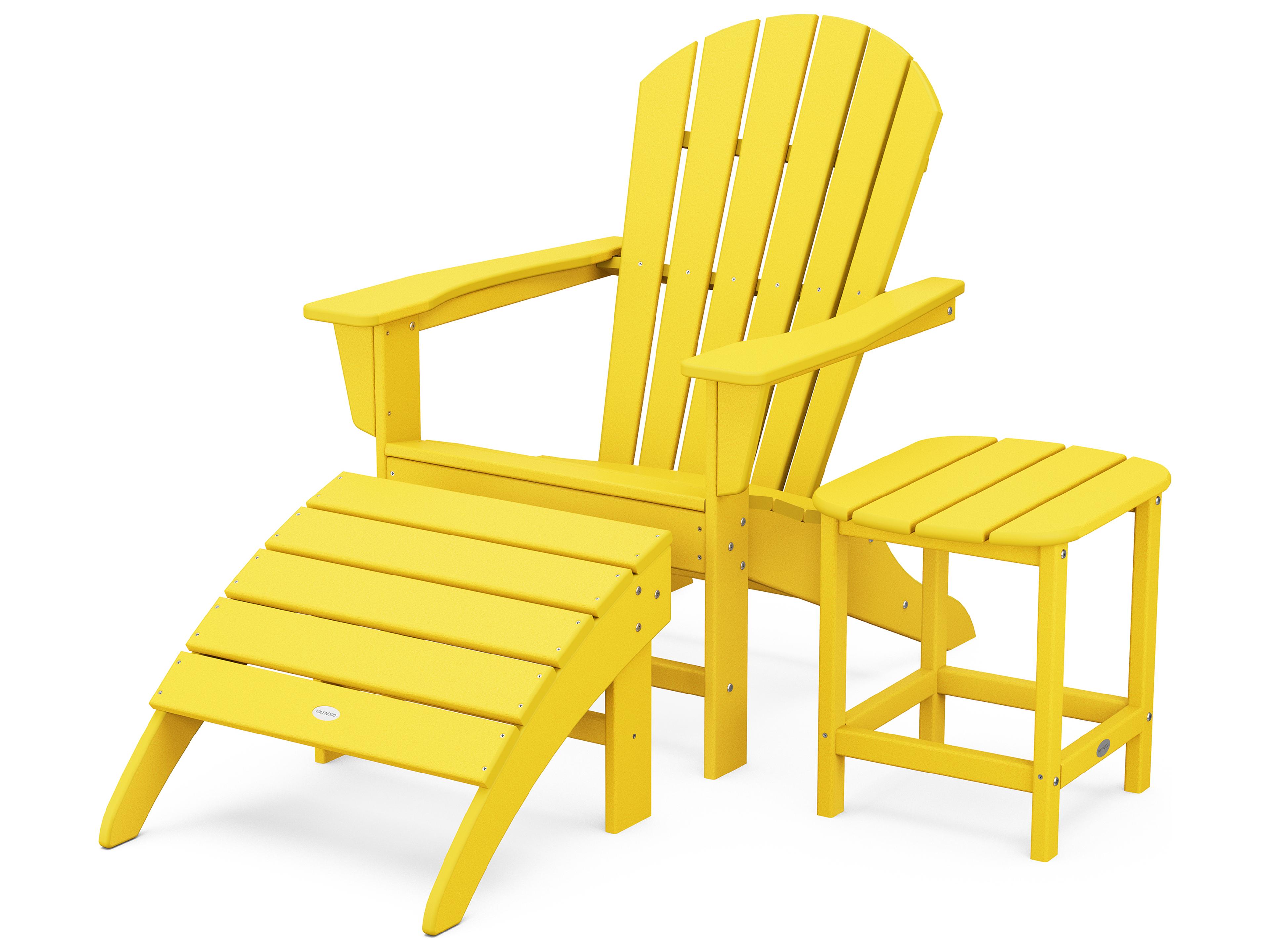 POLYWOOD® South Beach Recycled Plastic 3 Piece Adirondack Patio Lounge Set