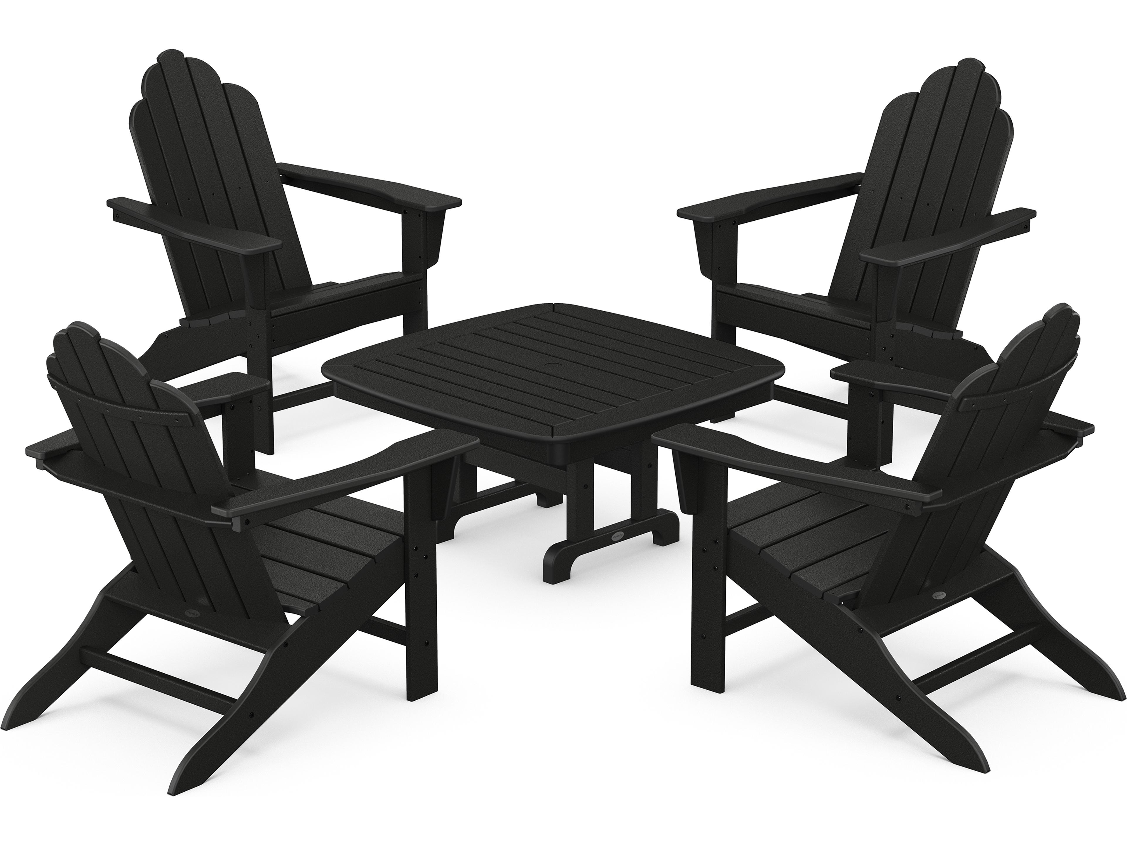 POLYWOOD® Long Island Recycled Plastic Adirondack 5-Piece Outdoor Patio Lounge Set