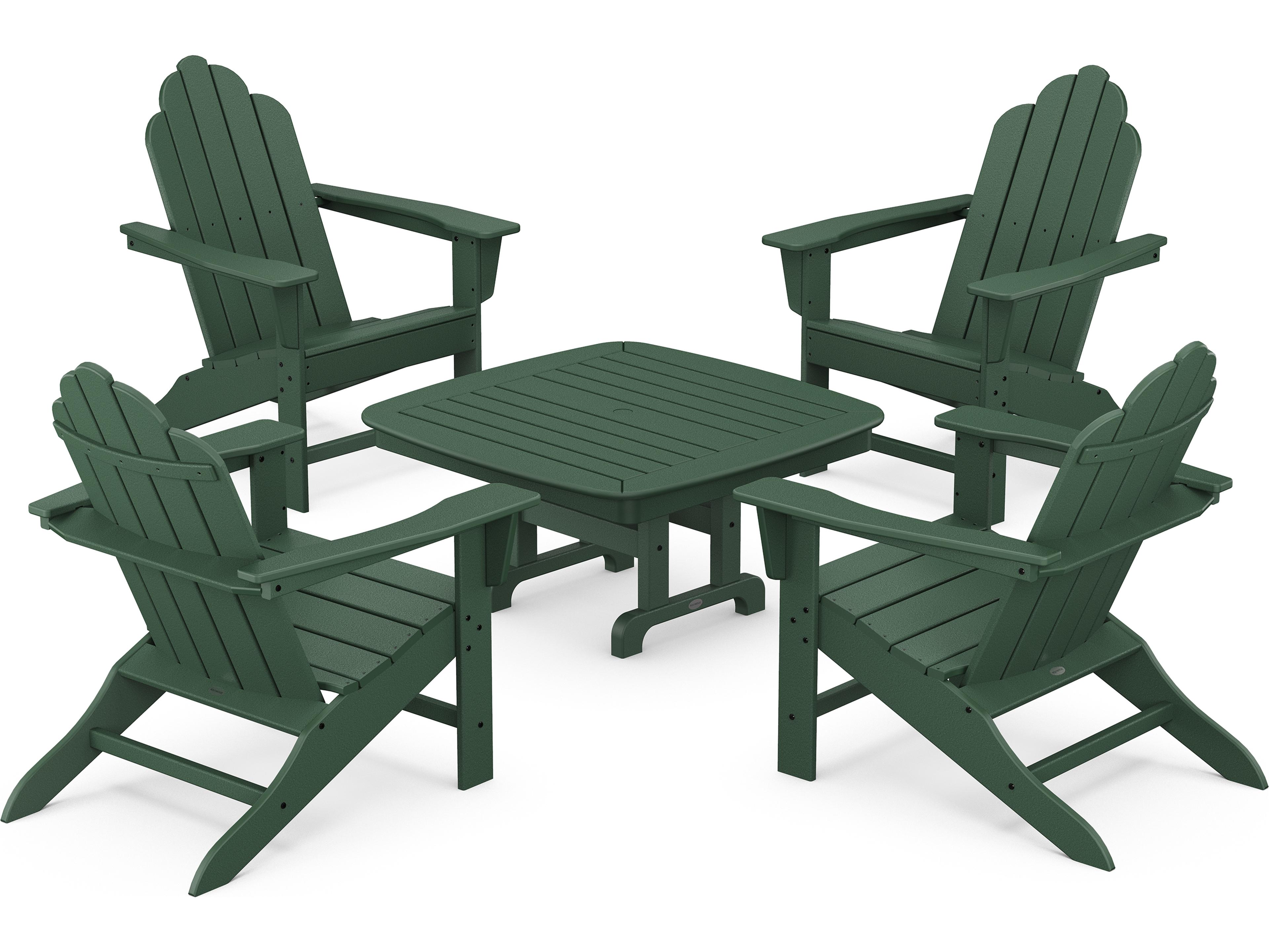 POLYWOOD® Long Island Recycled Plastic Adirondack 5-Piece Outdoor Patio Lounge Set