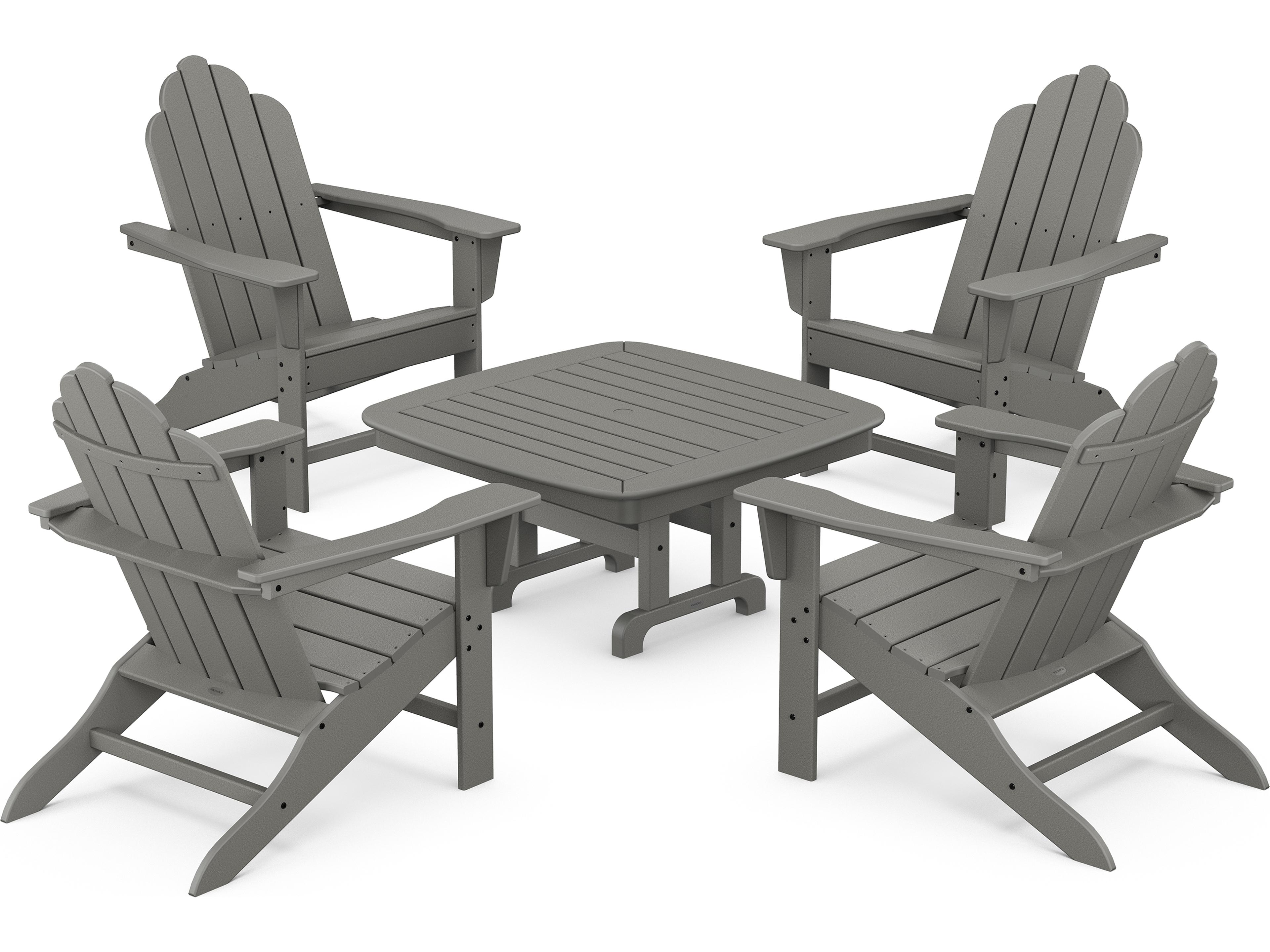 POLYWOOD® Long Island Recycled Plastic Adirondack 5-Piece Outdoor Patio Lounge Set