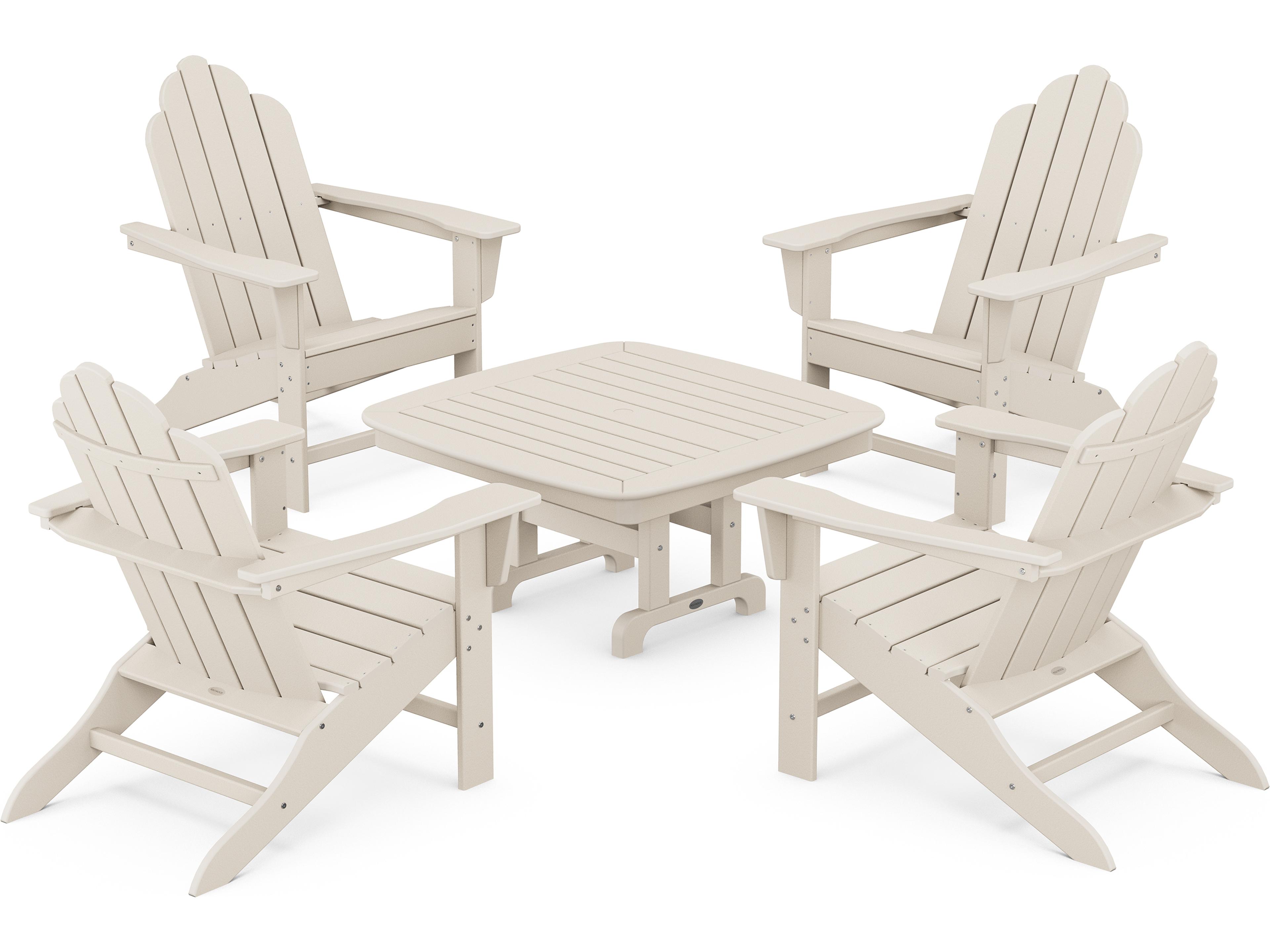 POLYWOOD® Long Island Recycled Plastic Adirondack 5-Piece Outdoor Patio Lounge Set