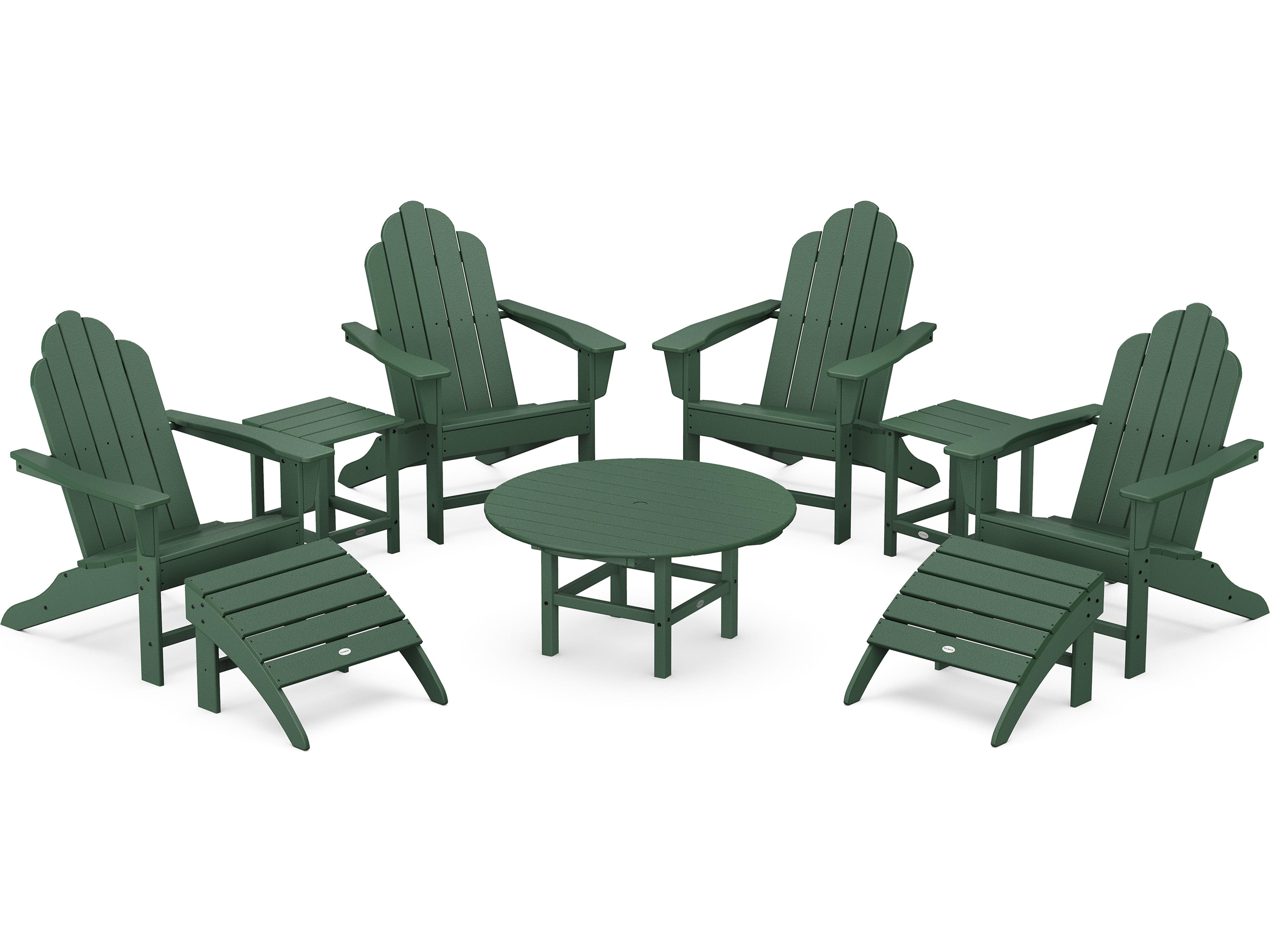 POLYWOOD® Long Island Recycled Plastic Adirondack 9-Piece Conversation Group