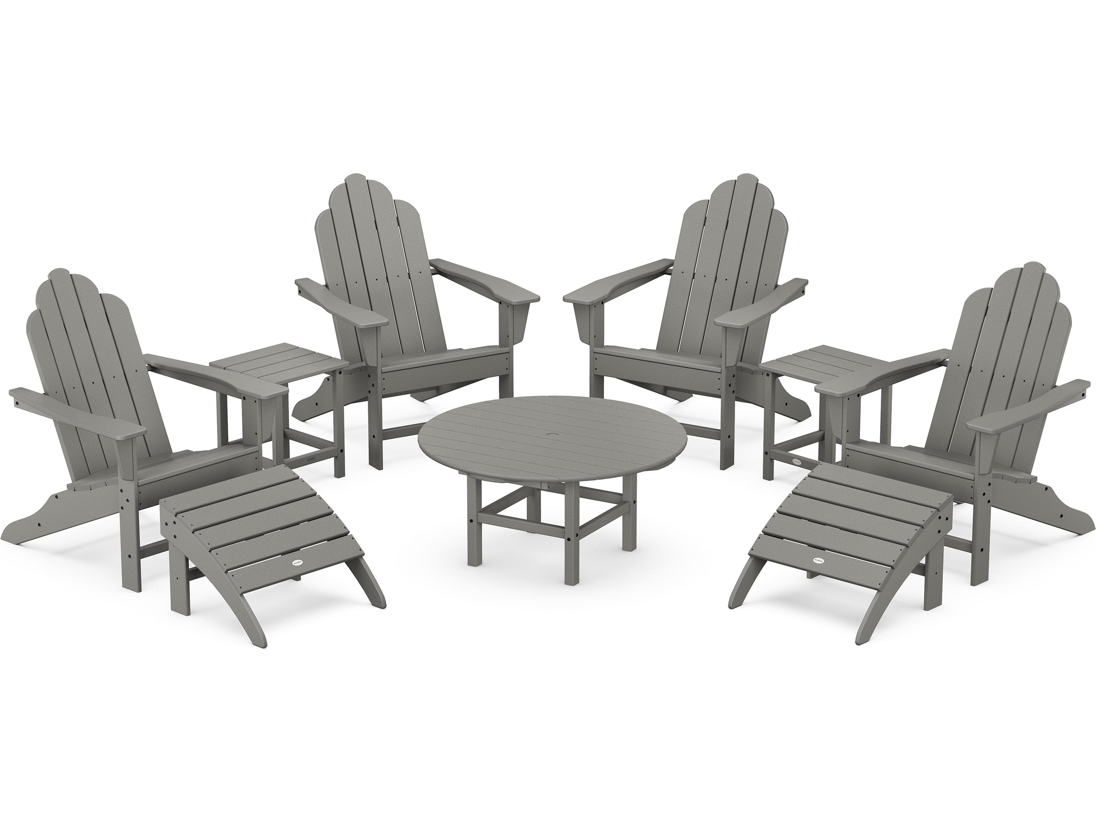 POLYWOOD® Long Island Recycled Plastic Adirondack 9-Piece Conversation Group