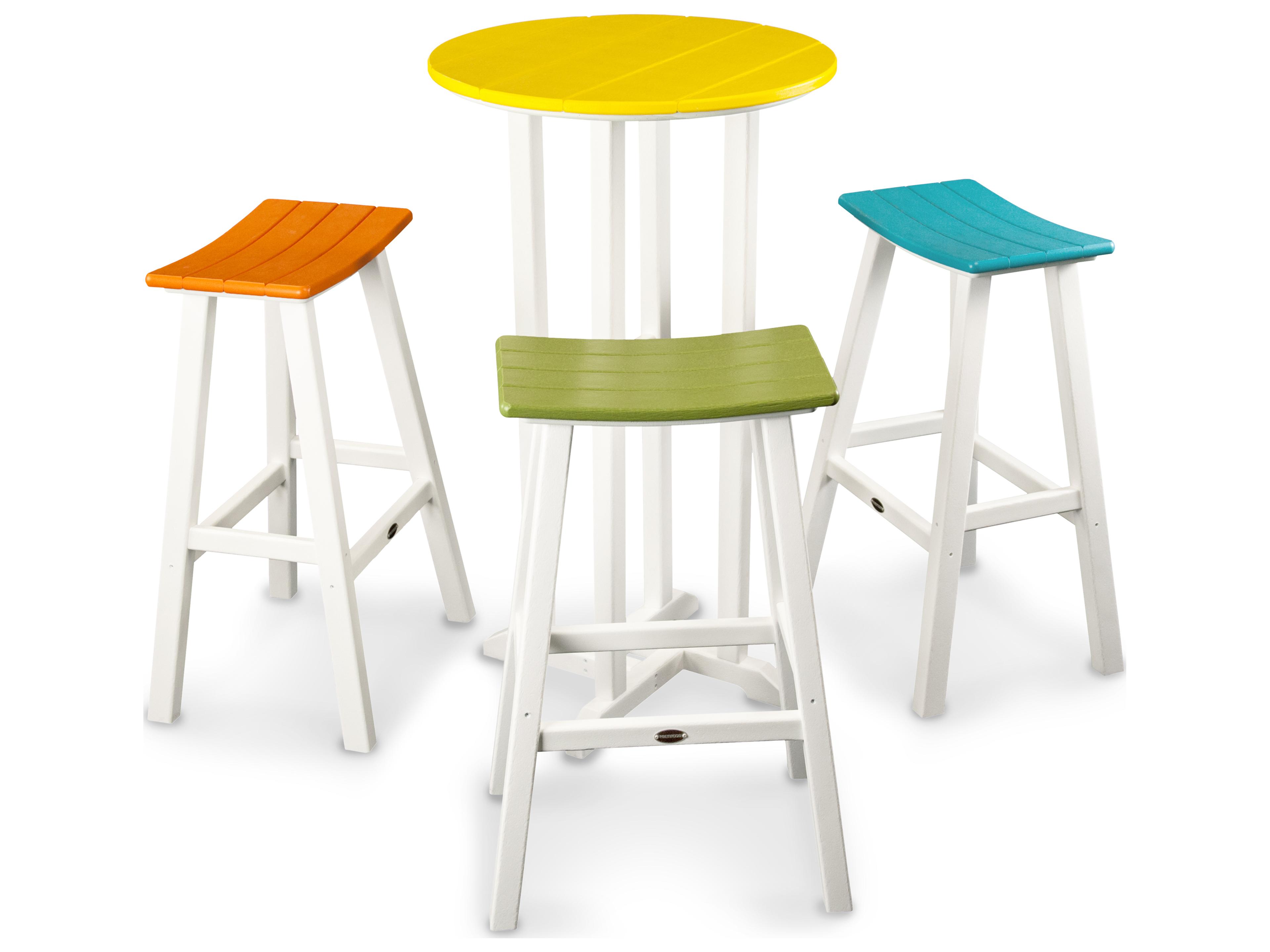 POLYWOOD Contempo 4-Piece Round Saddle Bar Stool Set